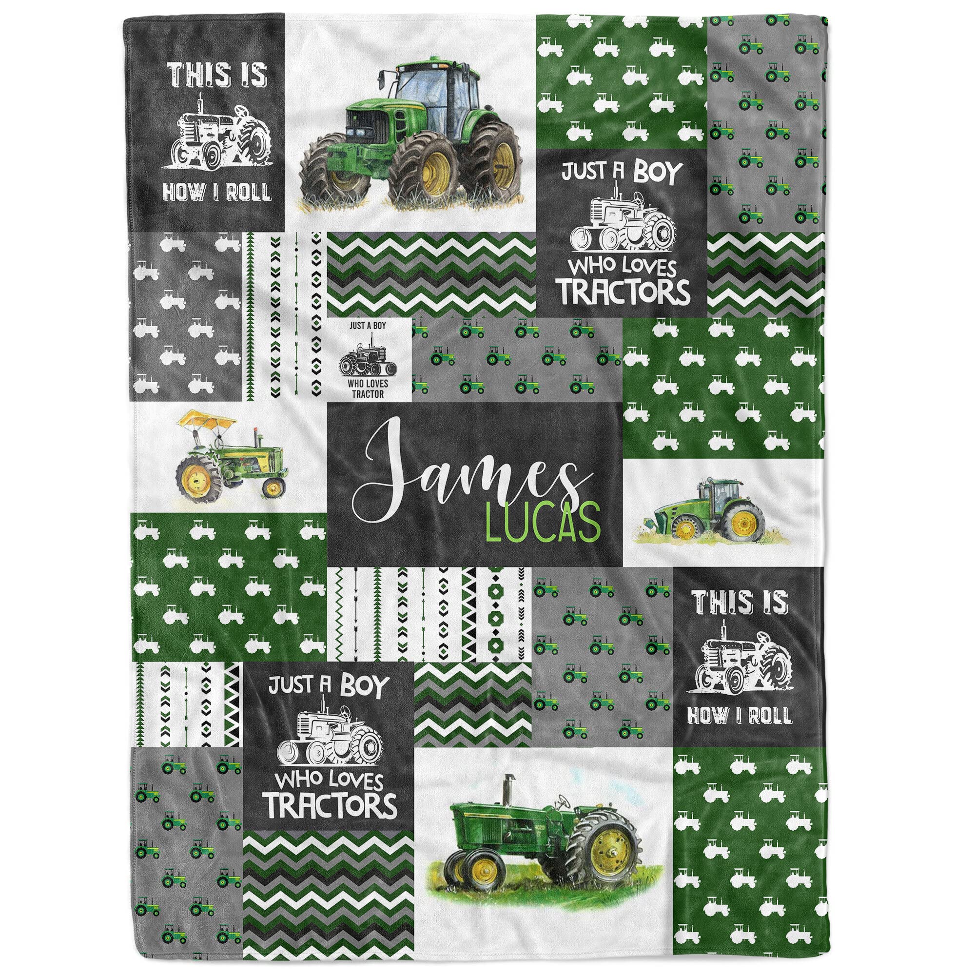 Personalized Tractor Baby Blanket for Boys - Custom Name Embroidered Fleece Blanket - Soft Newborn Gift for Baby Showers & Birthdays - Perfect for Nurseries, Strollers & Photo Shoots