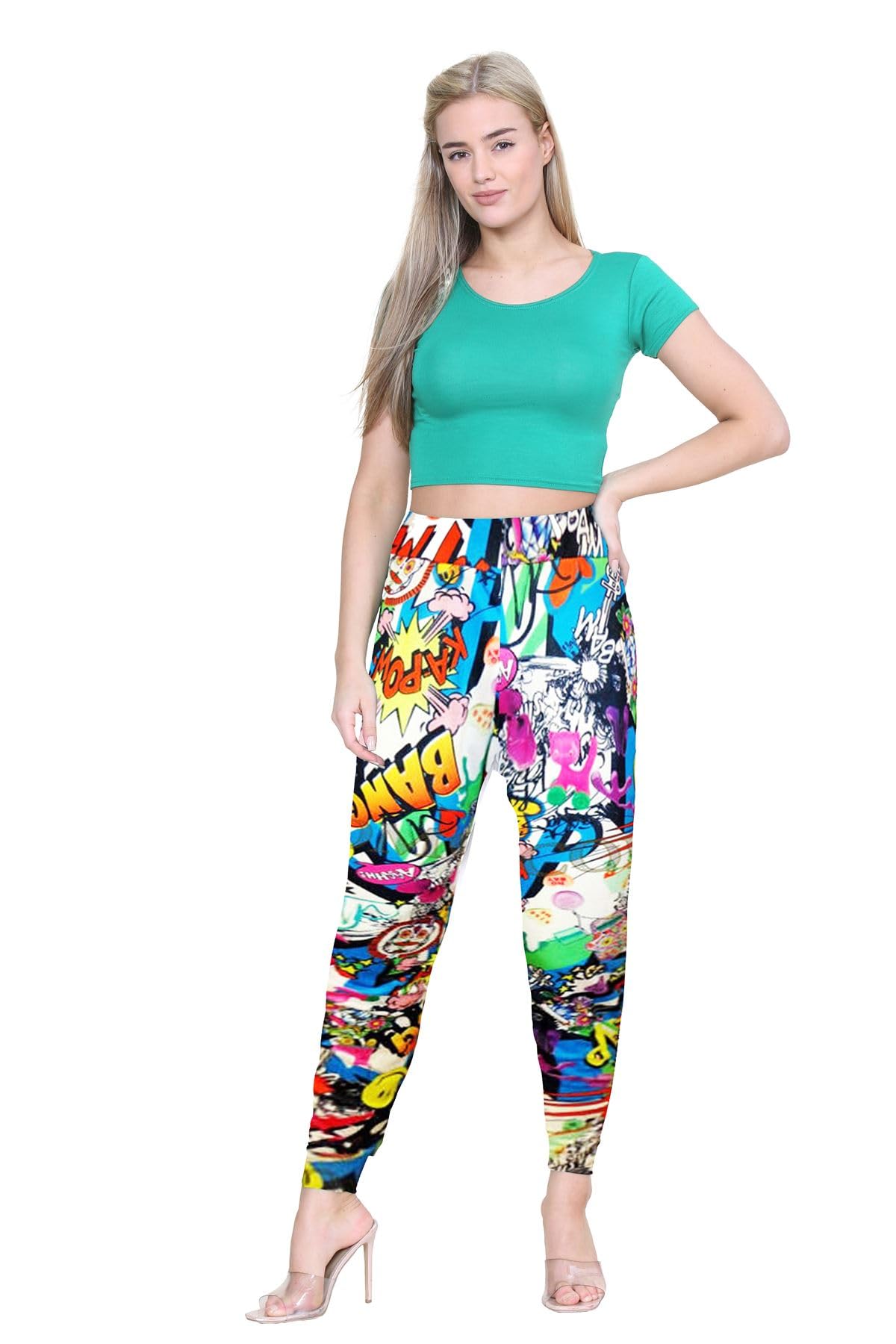 Janisramone® Women's Printed Alibaba Harem Pants | Trendy & Lightweight Boho Pants for Women - Casual, Comfortable & Stylish for Yoga, Travel, and Lounge Wear