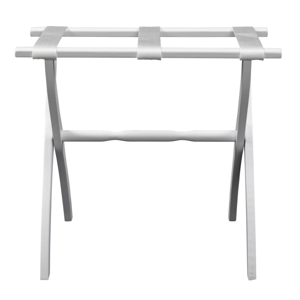 Gatehouse Furniture Luggage Rack with Contour Wood Legs & 3 Nylon Straps - Sturdy Suitcase Stand for Bedroom, Hotel, or Travel Storage