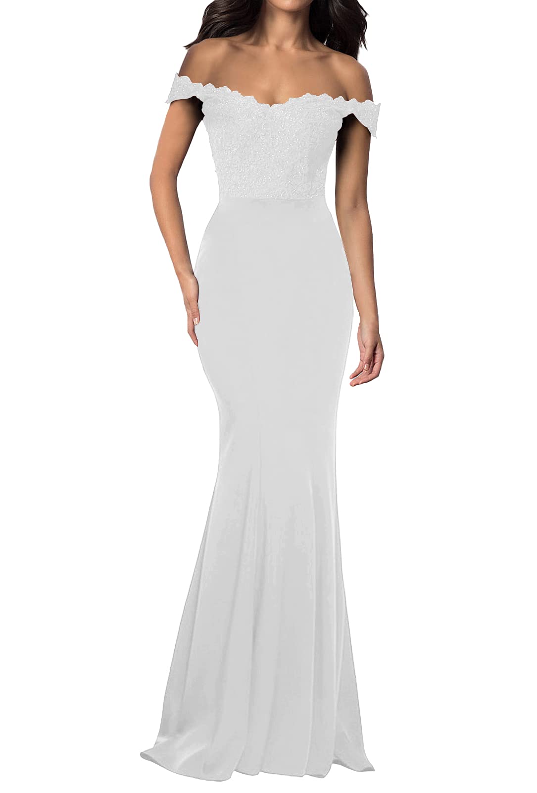 Elegant Off-the-Shoulder Mermaid Prom Dress with Lace Details - Formal Evening Gown for Homecoming, Wedding & Special Occasions