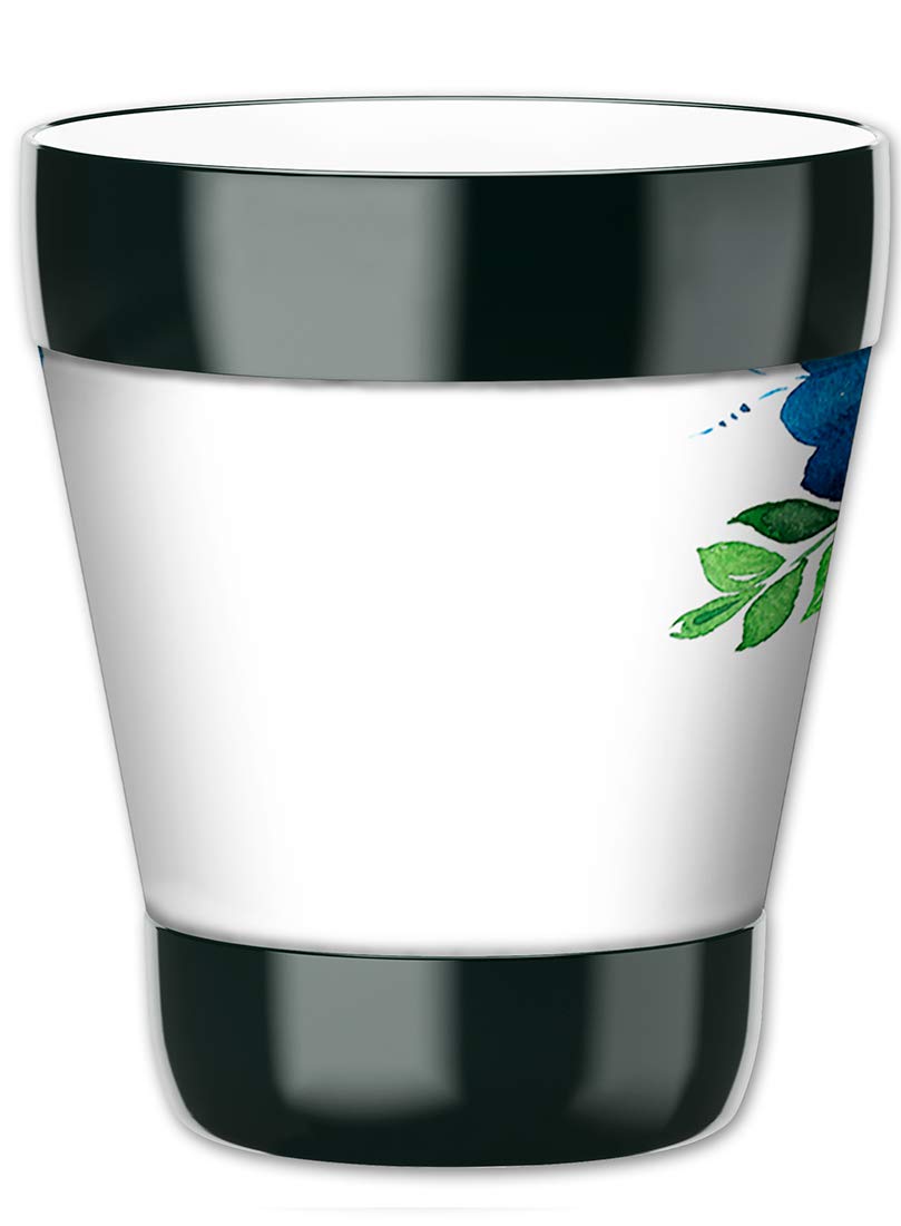 Mugzie 12oz Insulated Lowball Tumbler with Removable Wetsuit Cover - Blue Floral Design - Perfect for Iced Coffee, Cocktails & Outdoor Picnics