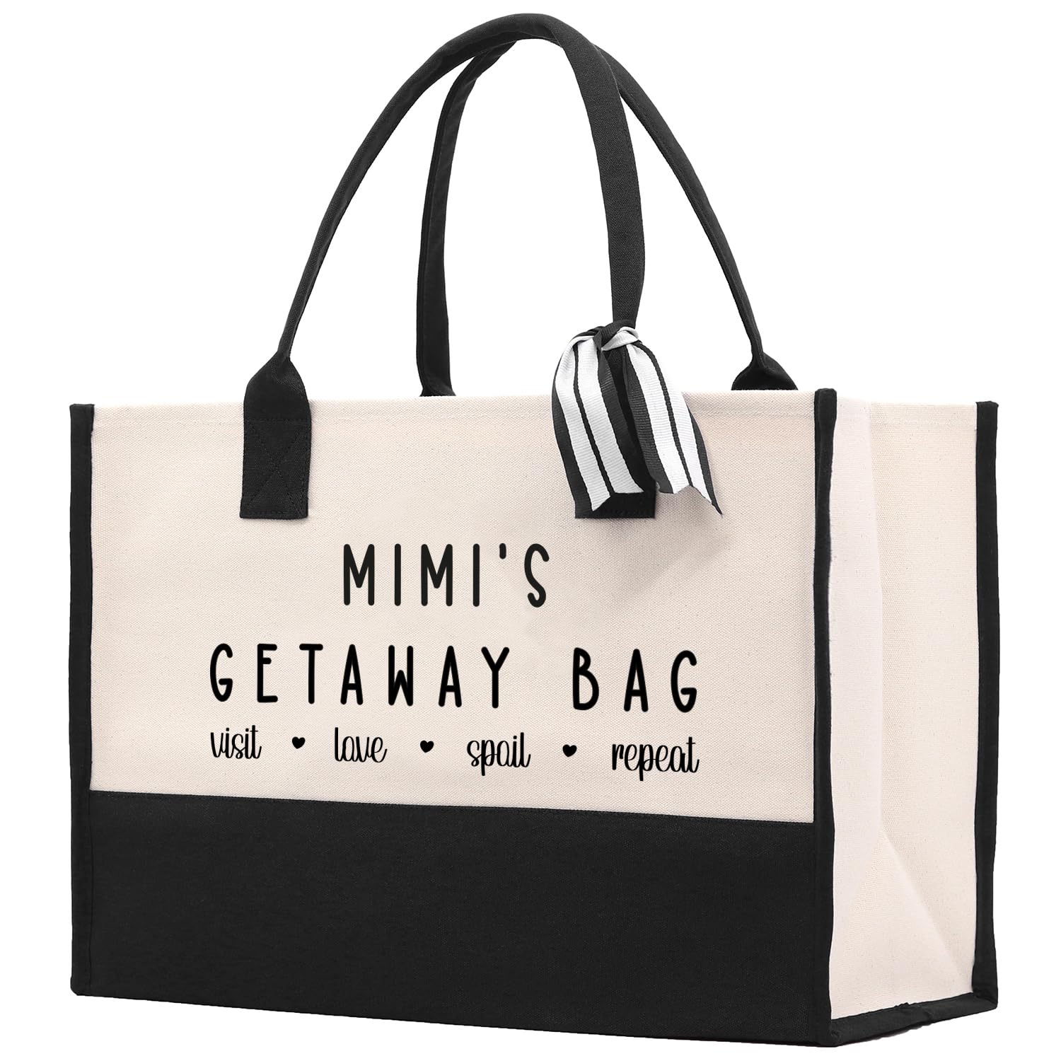 Vanessa Rosella Grandma's Getaway Cotton Canvas Tote Bag - Large Reusable Shopping Tote for Women, Perfect Grandma Gift, Beach Bag, Grocery Bag & Everyday Carry (Beige) - Ideal for Shopping, Travel, Picnics & Daily Errands