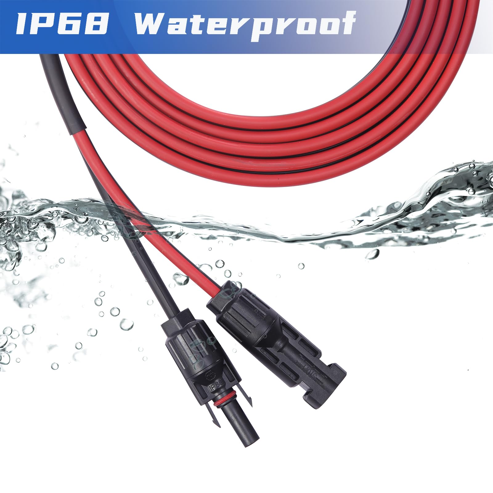 20ft 2x10 AWG Solar Extension Cable with MC4 Connectors - Waterproof Copper Wire for Solar Panels, Home, RV & Off-Grid Power Systems - Perfect for DIY Solar Projects & Renewable Energy Installations