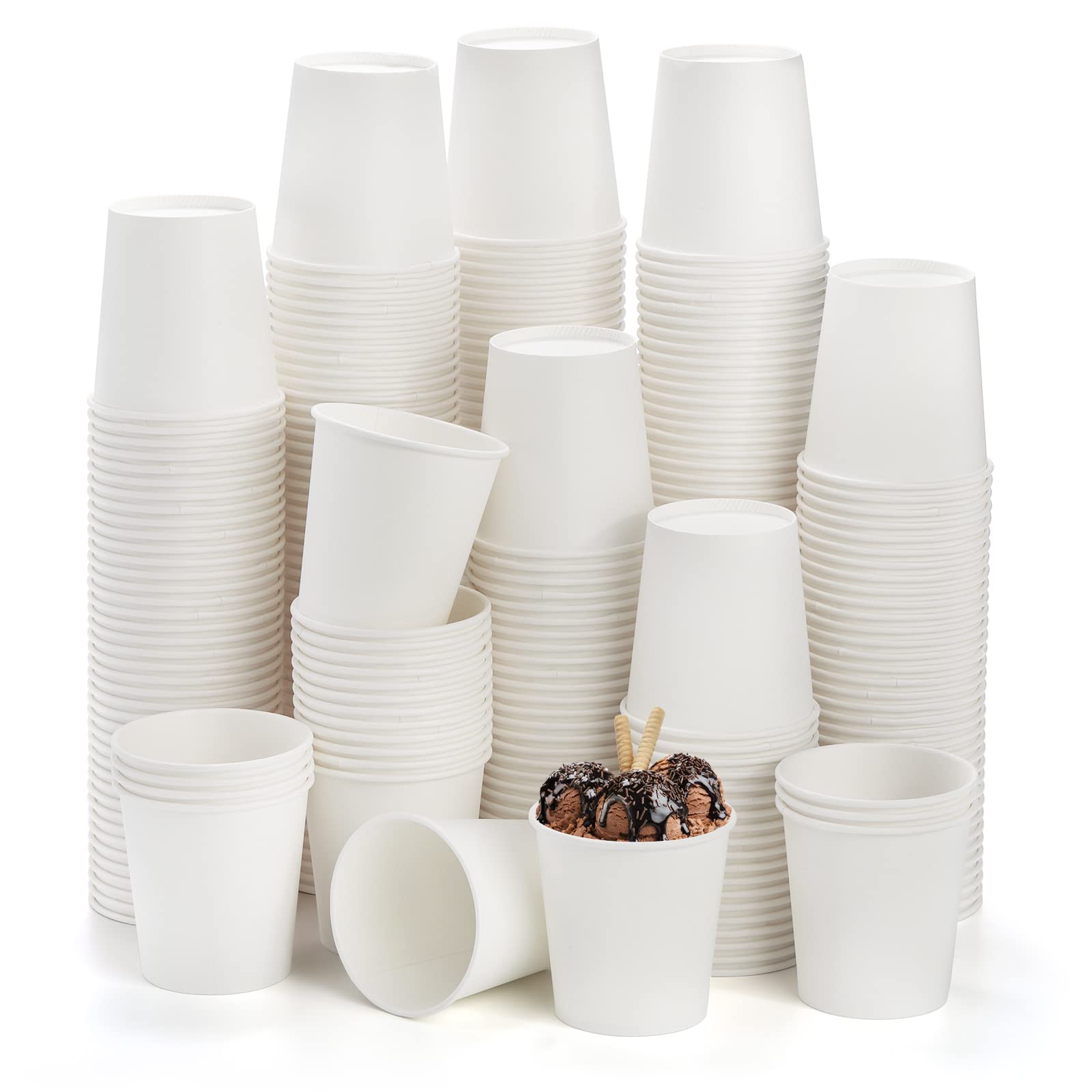 Tebery 300 Pack 6oz Disposable White Paper Coffee Cups - Bulk Hot/Cold Drink Cups for Water, Juice, Tea, Coffee - Perfect for Office, Cafes, Parties & Events
