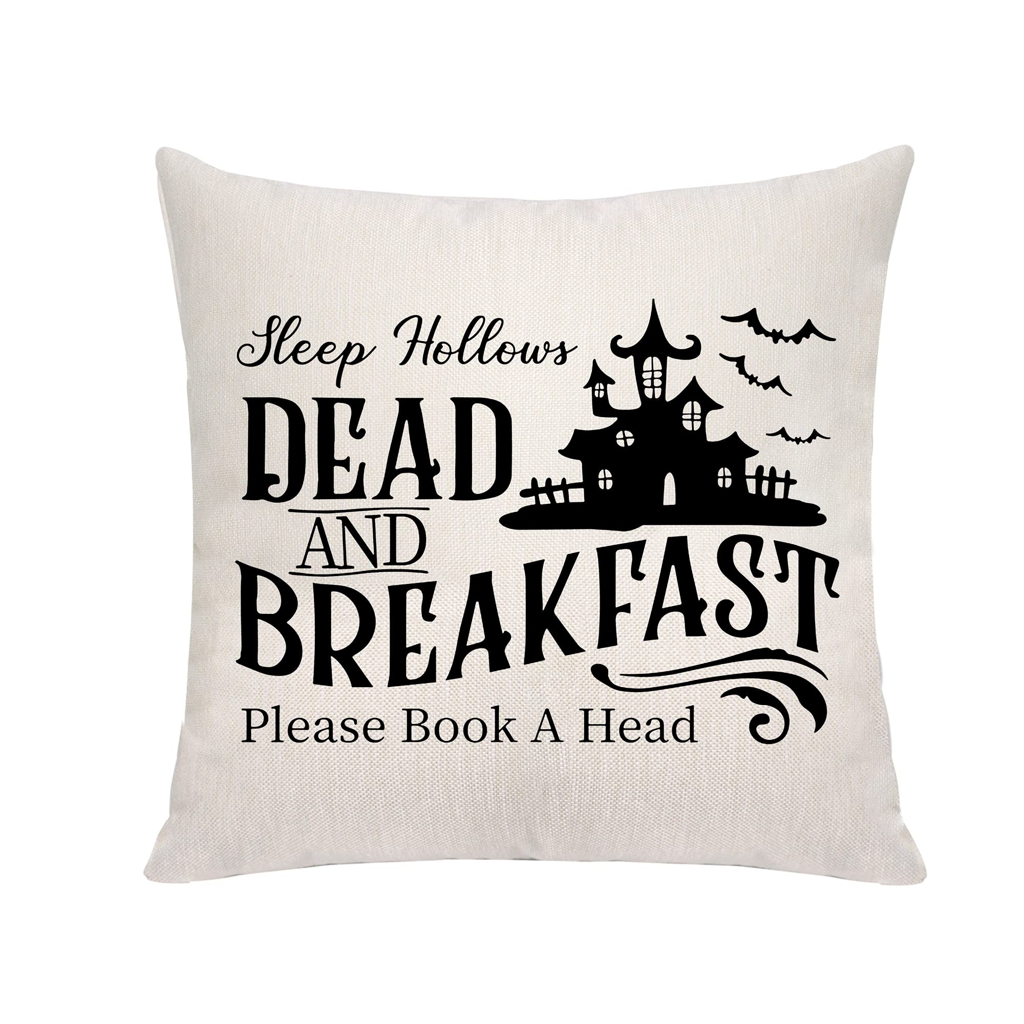 VAVSU Halloween Cute Pumpkin Cat Witch Print Flax Throw Pillow Cover 45x45 cm - Soft Decorative Cushion Case for Sofa, Bed, Home Decor - Perfect Gift for Friends & Family (Style C) - Great for Halloween Parties, Cozy Home Decor, and Seasonal Festive Gifts