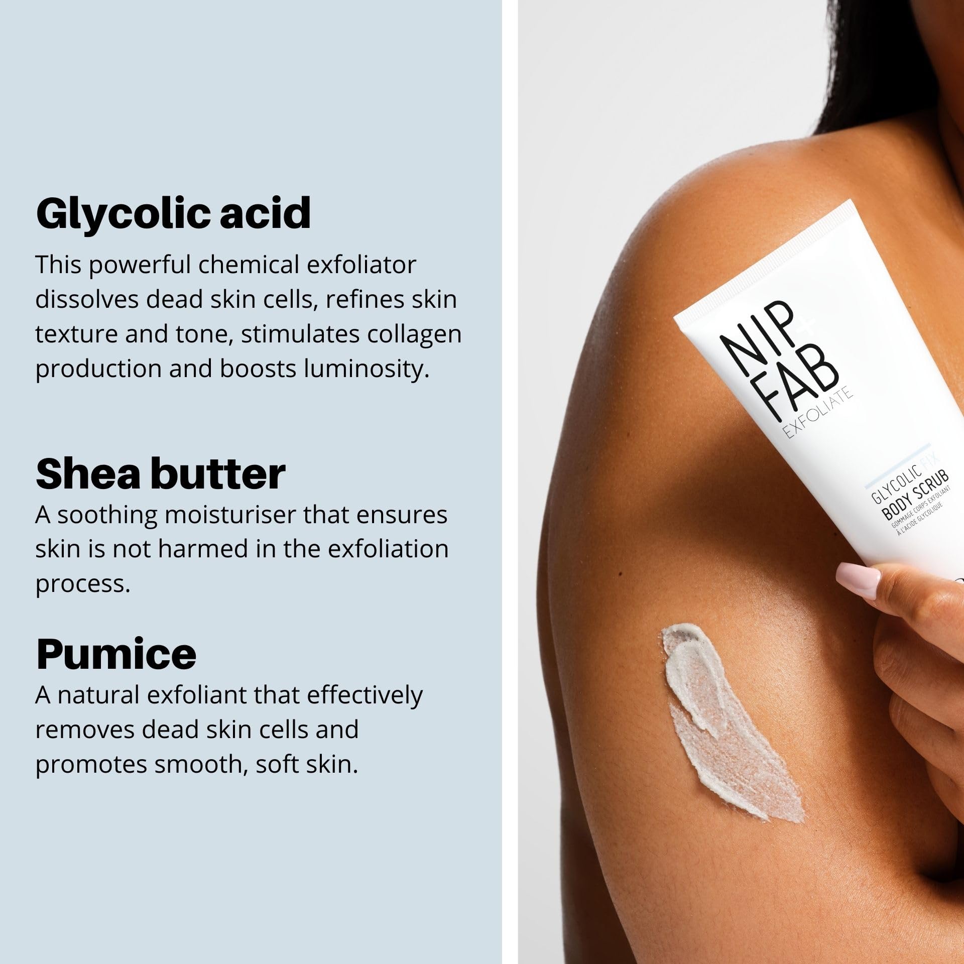 Nip + Fab Glycolic Fix Body Scrub 6.76 oz (200 ml) - Exfoliating Glycolic Acid Treatment for Smooth & Radiant Skin - Made in UK - Best for Rough, Bumpy Skin & Body Care Routine - Perfect for Pre-Tanning, Post-Workout & Dry Skin Relief