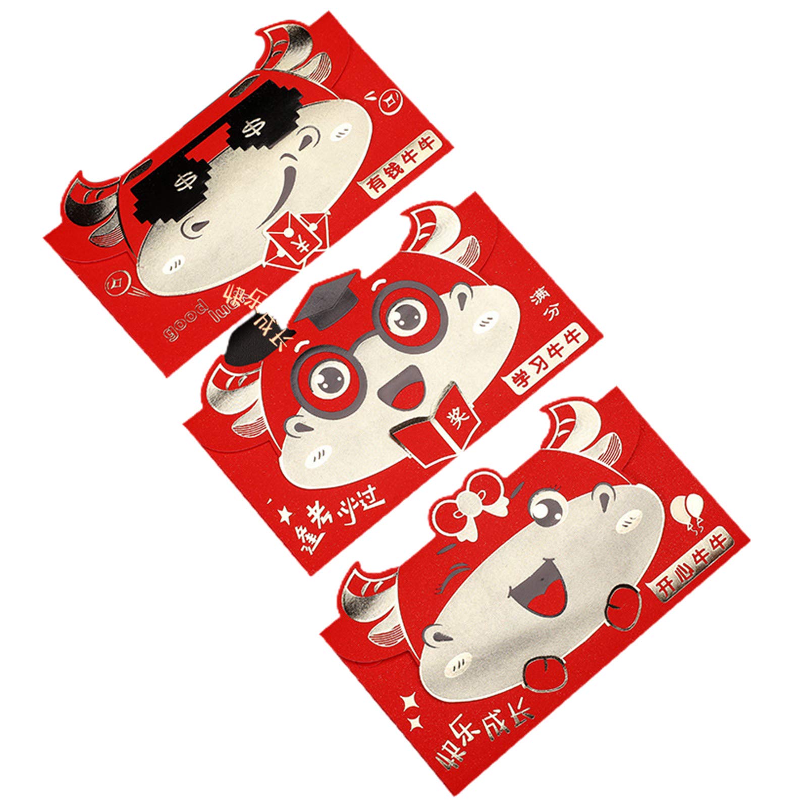 helegeSONG 3Pcs Chinese New Year Red Envelopes Set - Large Capacity Ox Pattern Hongbao for Lunar New Year, Spring Festival & Money Gifts | Perfect for Holiday Celebrations, Party Favors and Cultural Exchange Events