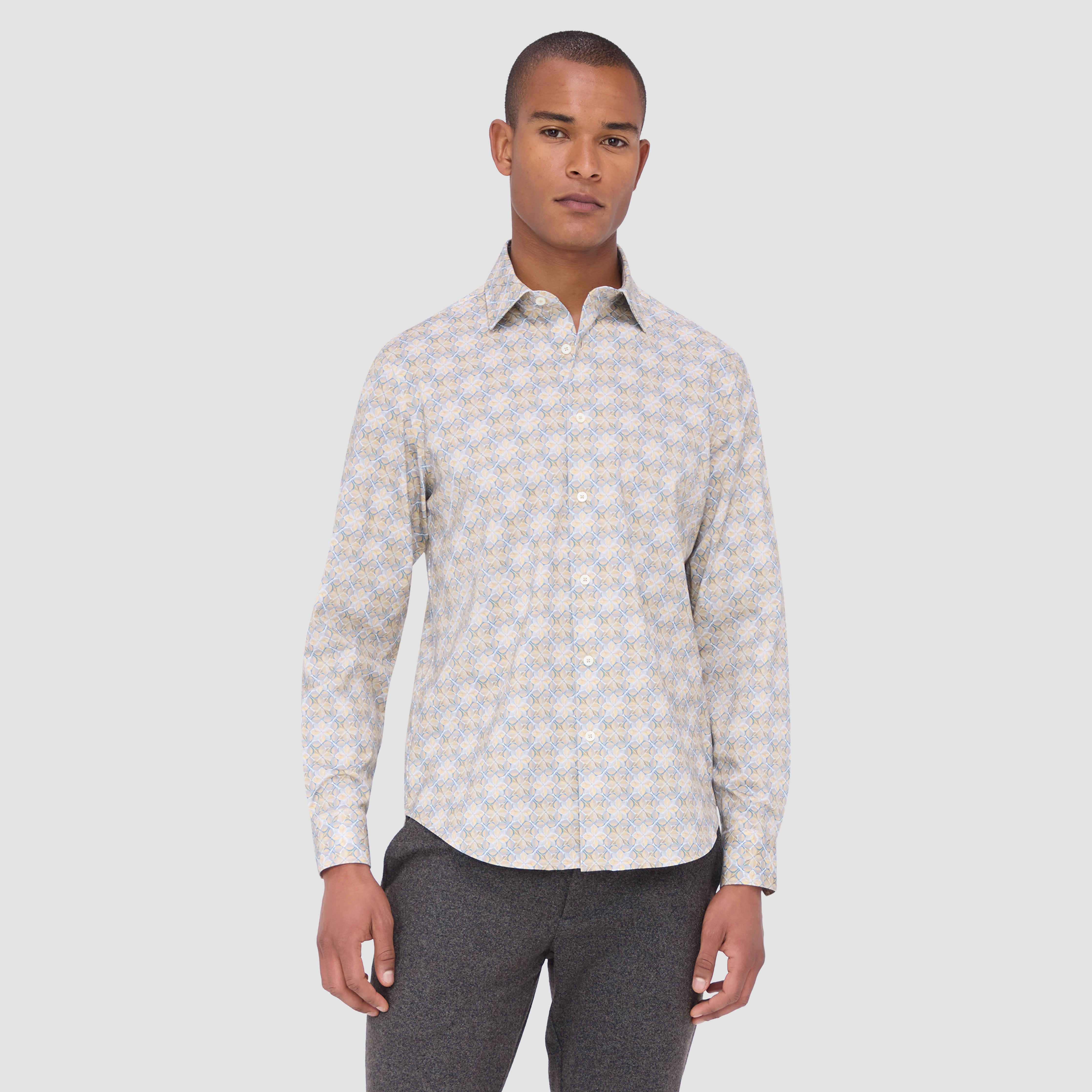 James Geometric Abstract Cotton Shirt for Men - Trendy Casual Button Down Shirt for Work, Date Night & Everyday Wear