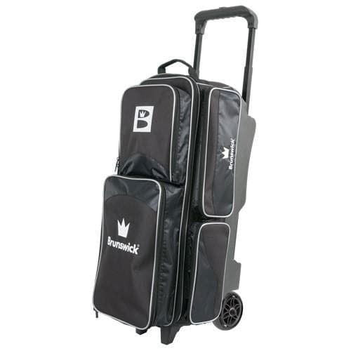 Brunswick Edge Triple Roller Black Bowling Bag - Durable & Spacious for Bowling Balls, Shoes & Accessories | Perfect for League Play & Tournaments