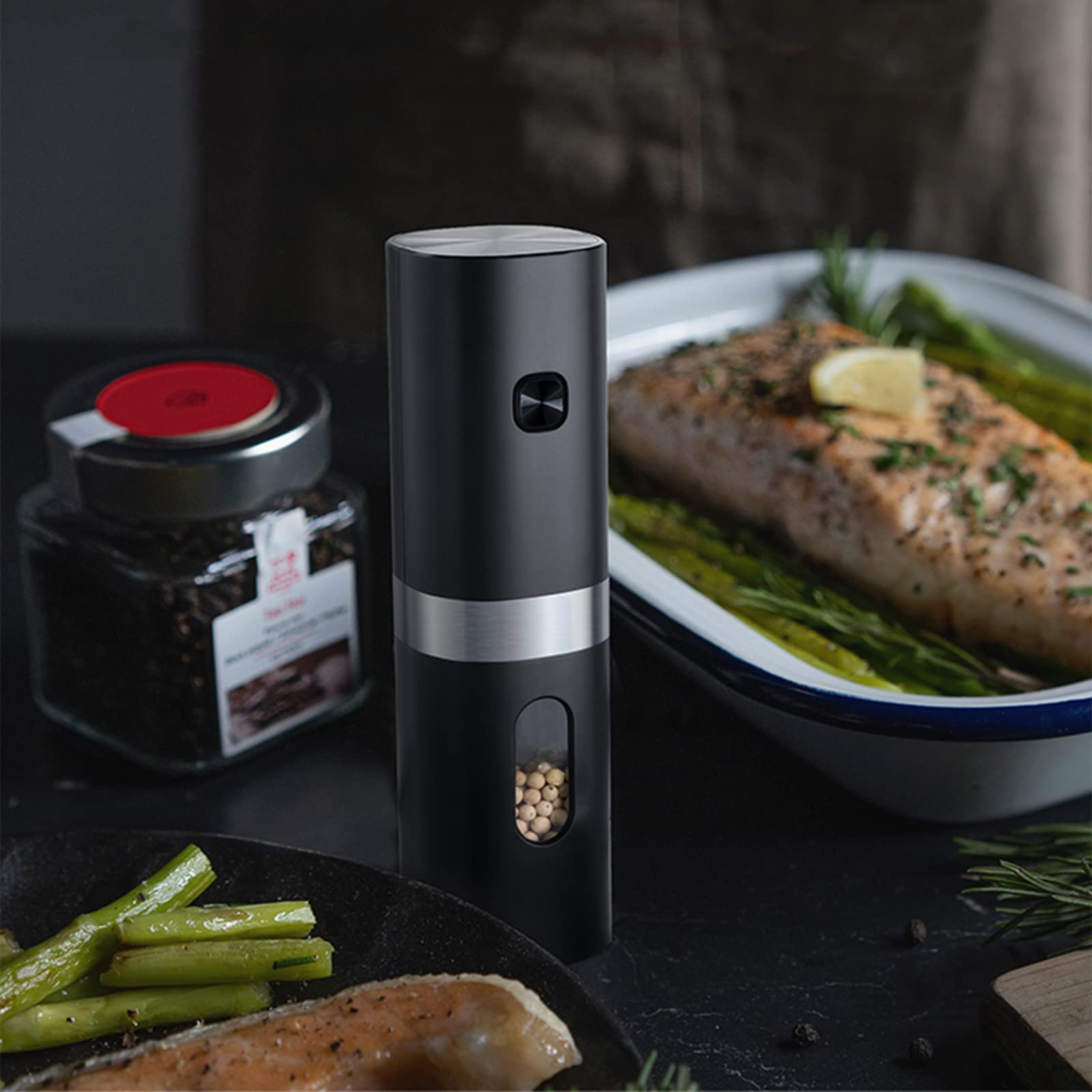 IraXpro Rechargeable Electric Salt and Pepper Grinder Set with LED Light & Adjustable Ceramic Grinders - Perfect for Kitchen, Restaurant, BBQ, Camping & Dinner Parties