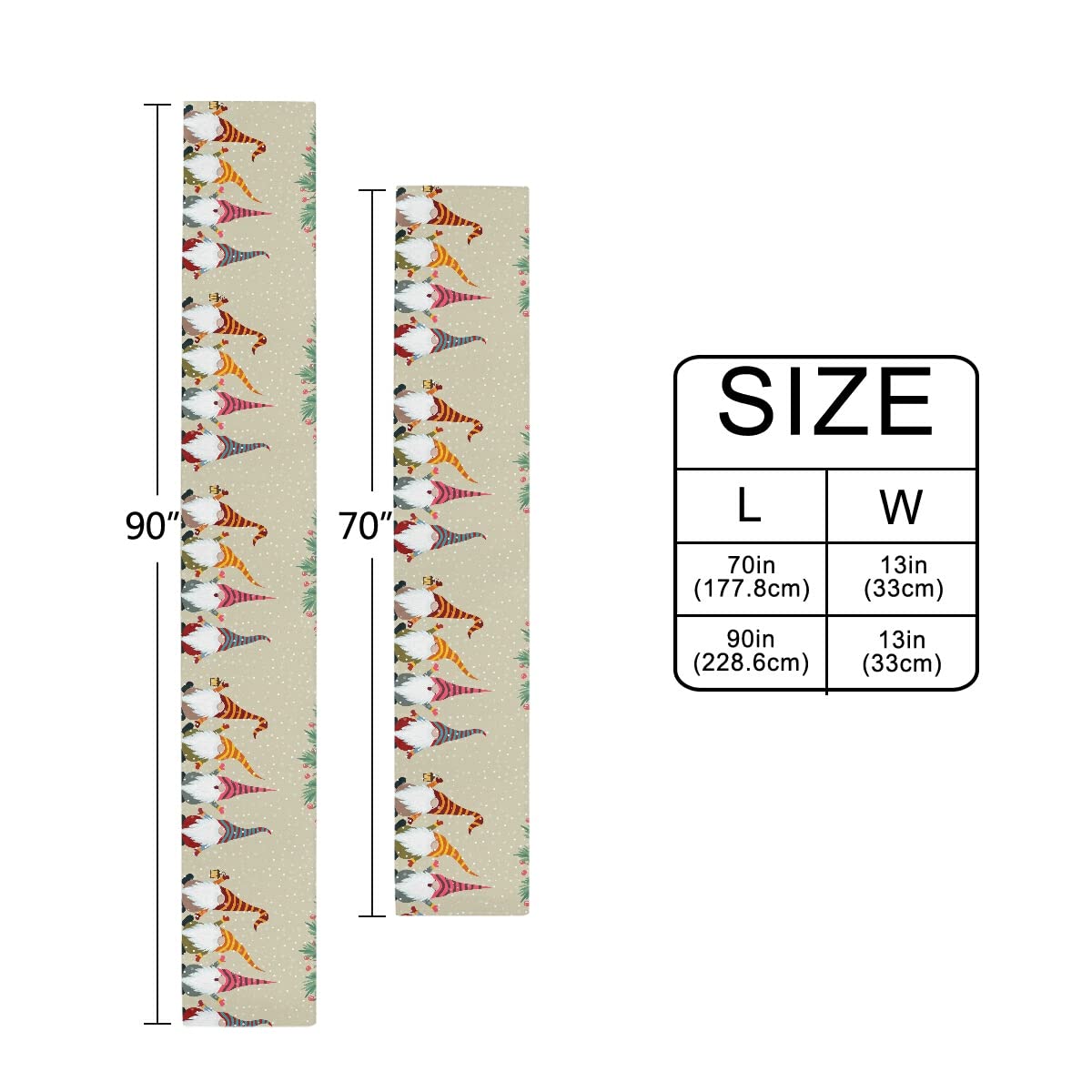SUABO Christmas Gnomes Table Runner - Snowfall Holiday Table Decor for Christmas Party, Winter Festival & Home Decoration | Polyester Cotton Fabric | Perfect for Dining Table, Fireplace Mantel & Holiday Gatherings