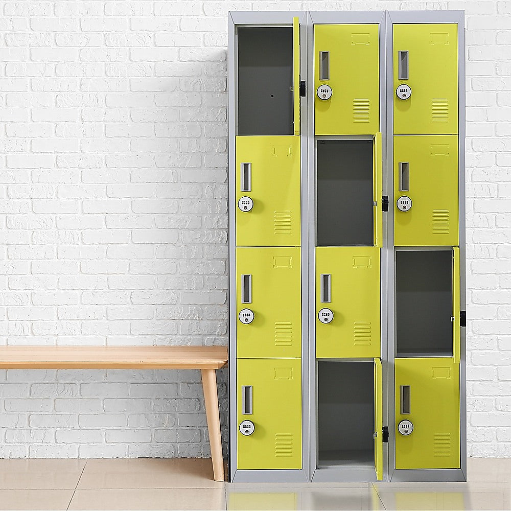 12-Door Locker with 4-Digit Combination Lock - Secure Storage for Office, Gym, Shed, School & Home - Ideal for Personal Belongings, Equipment & Valuables Protection