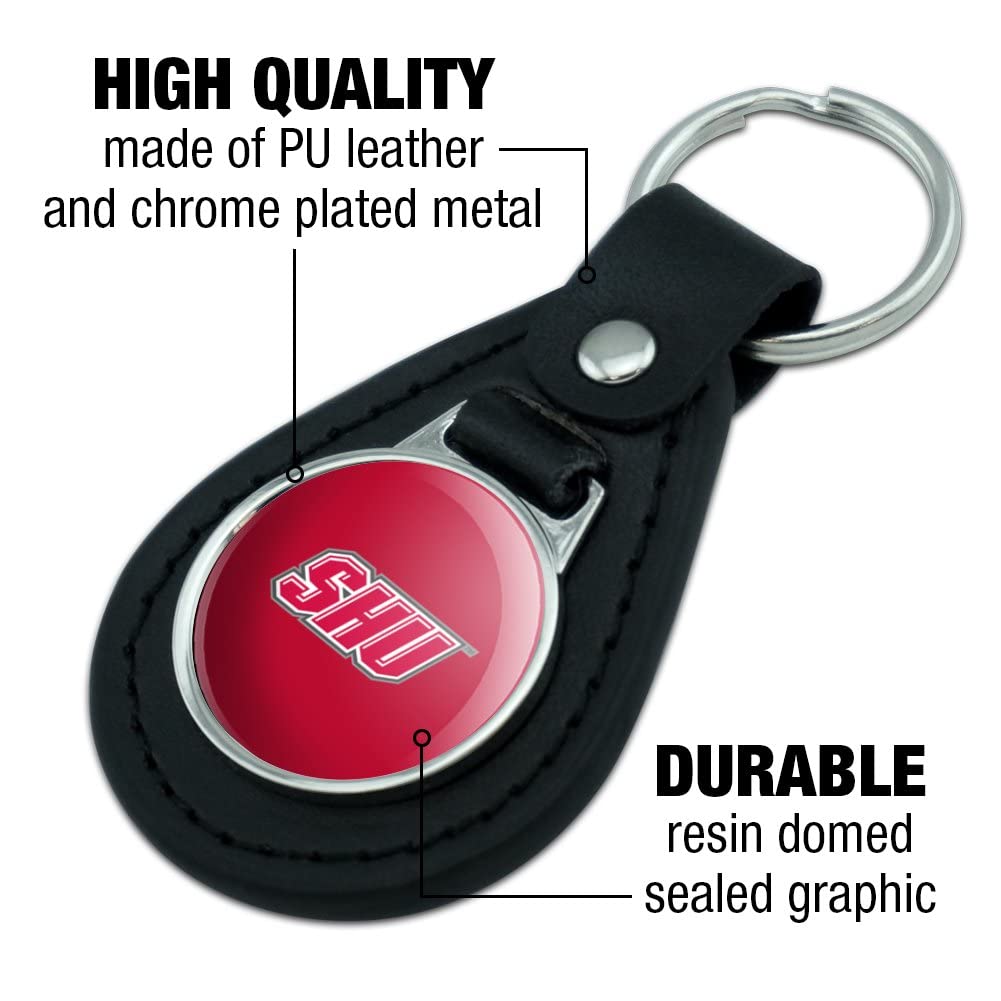 Sacred Heart University Black Leather Keychain with Primary Logo - Personalized College Keyring for Alumni, Students & Fans - Perfect for Gifts, Backpacks & Keychains