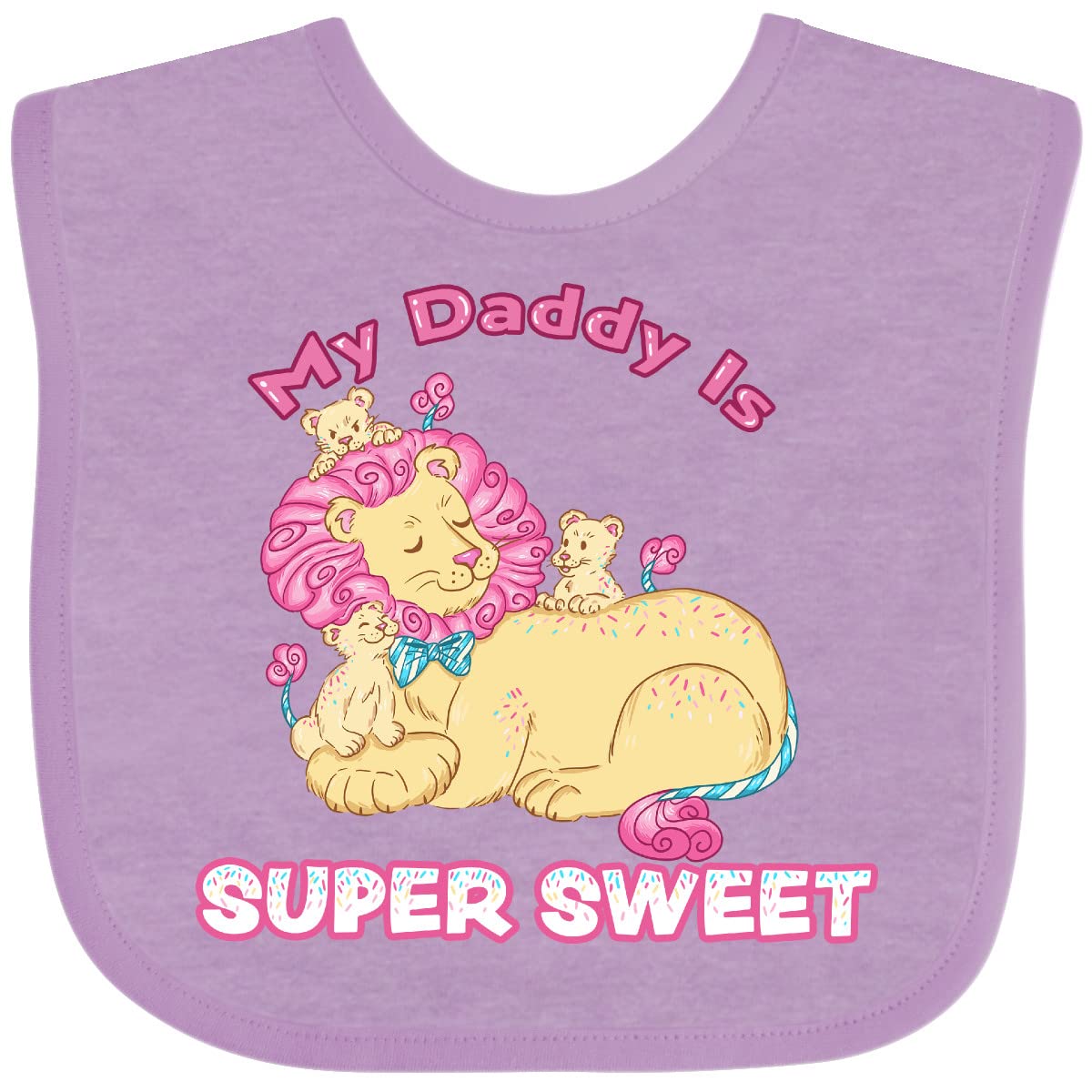 Inktastic My Daddy Is Super Sweet Cotton Candy Lions Baby Bib - Soft & Absorbent for Infants - Perfect for Feeding, Drooling & Playtime