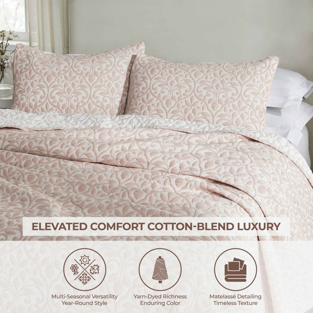 Premium Vineyard Cotton Blend Medium Weight Matelasse Woven Coverlet - Soft Bedspread for Master Bedroom, Guest Room & Luxury Hotels