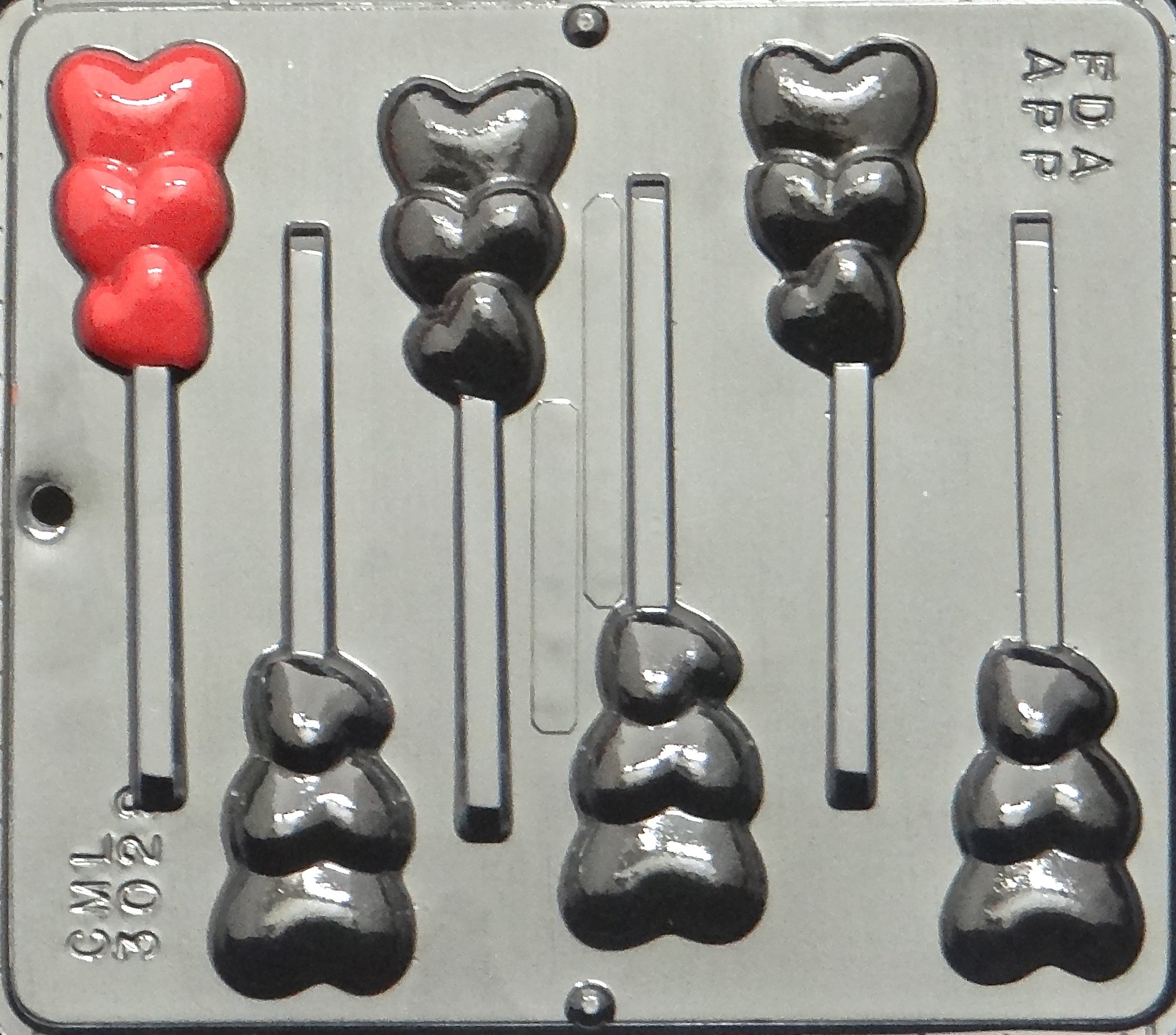 Valentine's Day Triple Heart Lollipop Chocolate Candy Mold 3029 - Perfect for DIY Chocolate Making, Party Favors, and Romantic Gifts