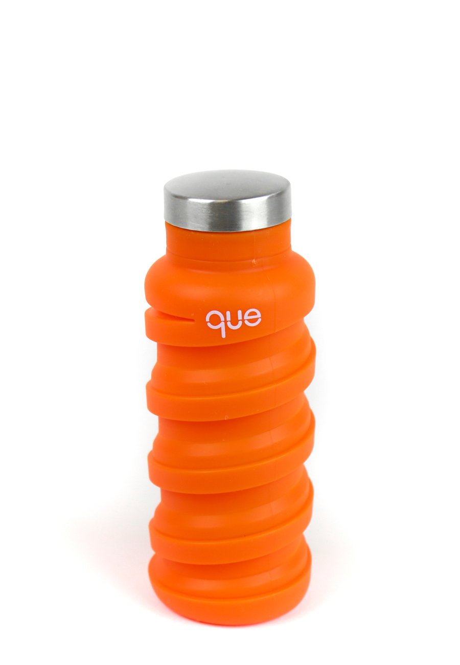 Que Bottle - Collapsible 12oz Reusable Water Bottle for Travel, Hiking & Gym | BPA-Free, Leak-Proof & Portable | Sunbeam Orange