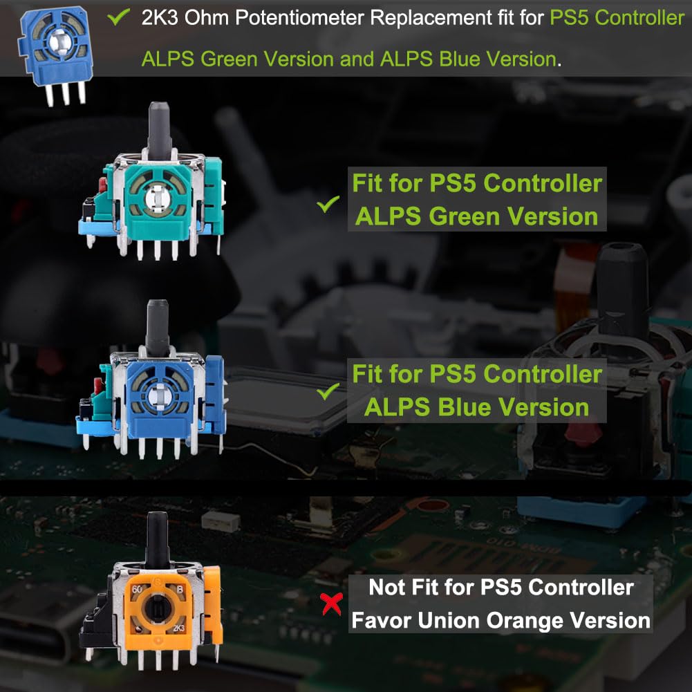 10pcs 2K3 Ohm Potentiometer Replacement for DualSense PS5 Controller - Trim Pot Resistor Thumbstick Module Sensor Compatible with ALPS Analog Joystick - Perfect for PS5 Controller Repair & Gaming Accessories