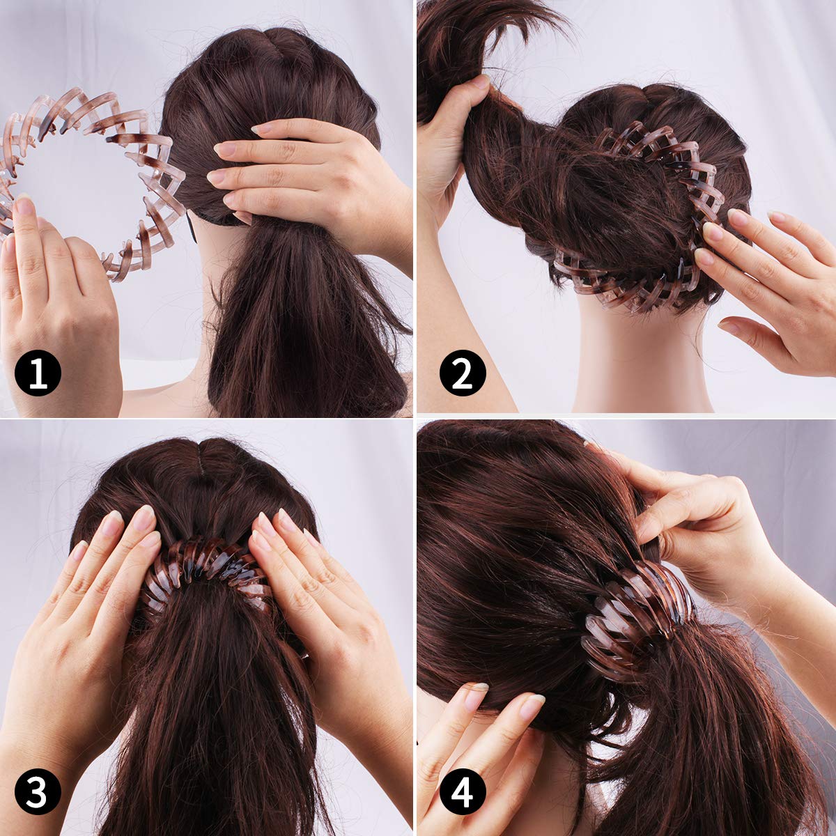 TOBATOBA 3-Piece Bun Maker Hair Clip Set - Expandable Bird Nest Ponytail Holder, Hair Claw Clips for Women & Girls - Perfect for Updos, Curling, and Everyday Hairstyles