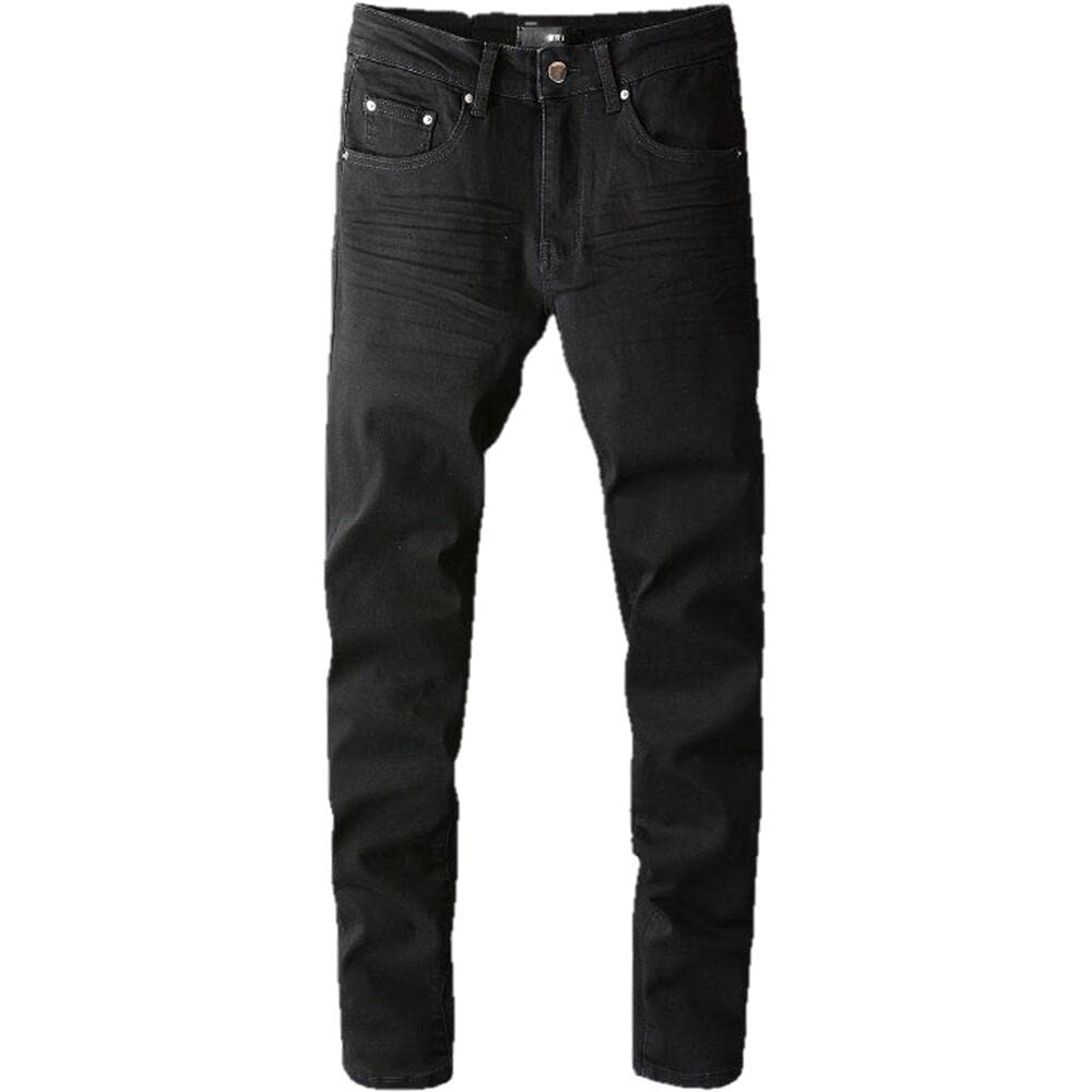 Men's Black Punk Rock Denim Jeans - Distressed Streetwear Skinny Pants for Autumn | Perfect for Concerts, Nightlife & Urban Fashion