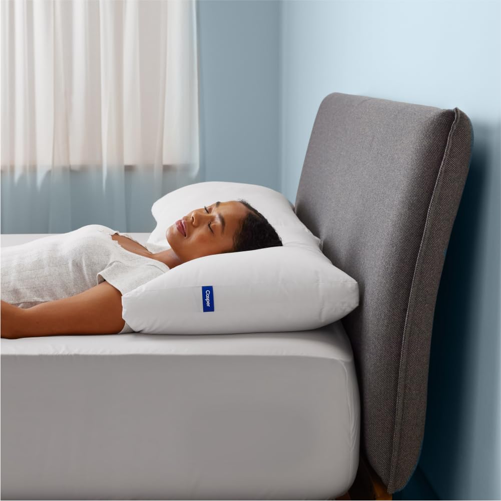 Casper Sleep Essential Pillow - King Size Cooling Memory Foam Pillow for Side, Back & Stomach Sleepers - White Bed Pillow for Neck Pain Relief & Better Sleep - Perfect for Home, Hotel & Travel Use