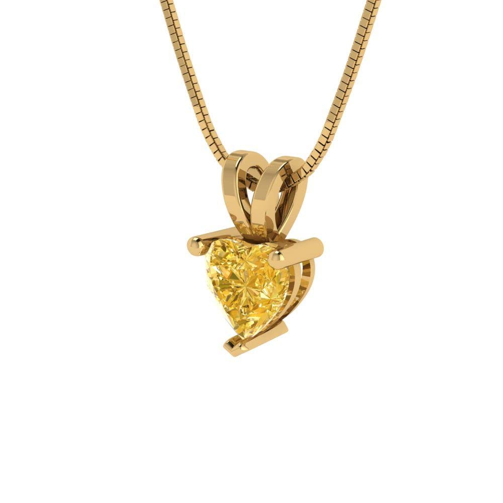 0.5ct Heart Cut Yellow Simulated Diamond Necklace - 18K Gold Pendant for Gifts