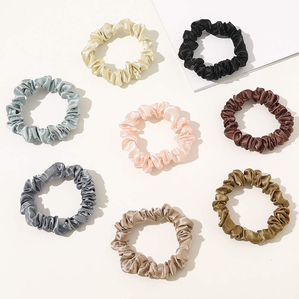 Silk Satin Scrunchies Hair Ties - No Crease Ponytail Holders for Thick & Curly Hair | Soft Elastic Hair Bands for Women & Girls | Perfect for Workouts, Office, and Everyday Styling