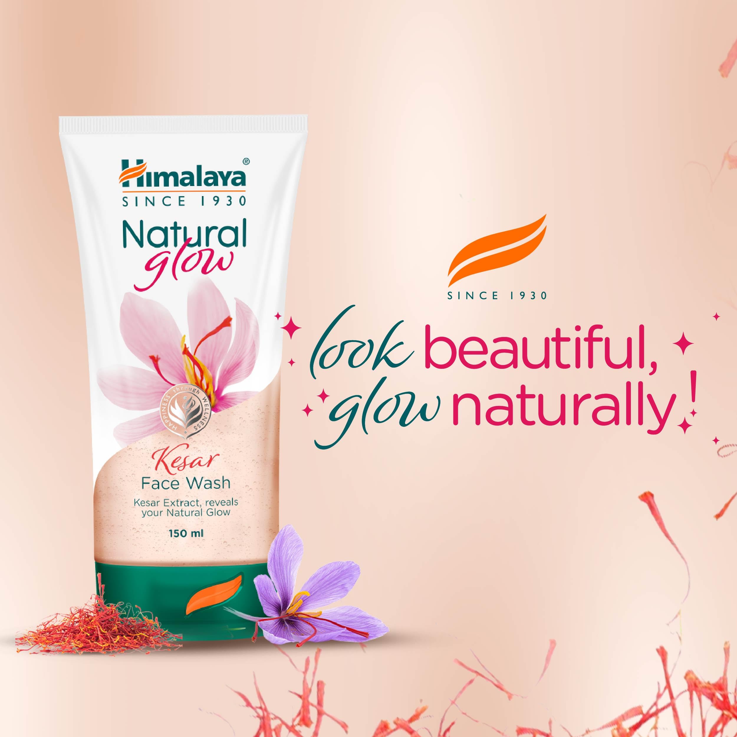 Himalaya Kesar Fairness Face Wash 150ml - Brightening & Glowing Skin Cleanser for Daily Use, Travel & Gifting