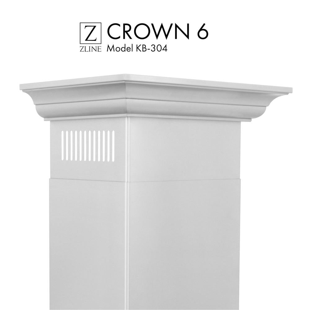 ZLINE CM6 KB 304 Stainless Steel Crown Molding Profile for Wall Mount Range Hood - Perfect for Kitchen Remodeling & Modern Home Decor