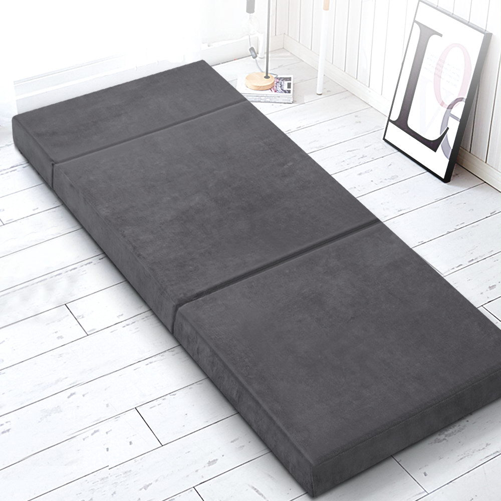 Portable Folding Foam Mattress - Lightweight & Compact Travel Bed for Camping, Guest Room, or Outdoor Adventures - Grey