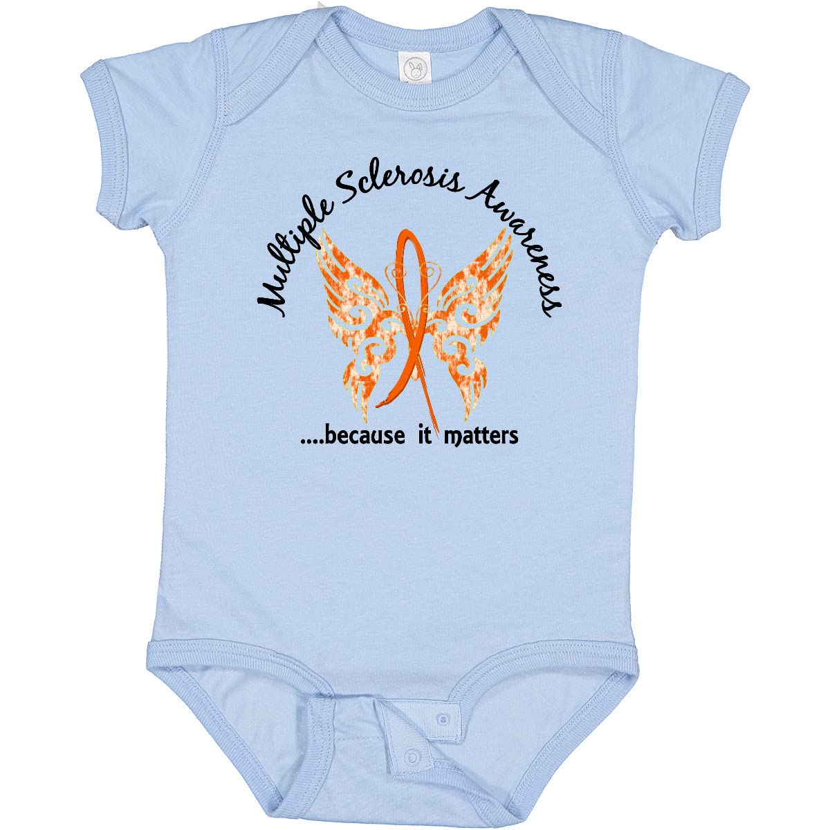 Inktastic Multiple Sclerosis Awareness Butterfly Print 6.1 oz Baby Bodysuit - Soft Cotton Infant Onesie for MS Support & Fundraising Events