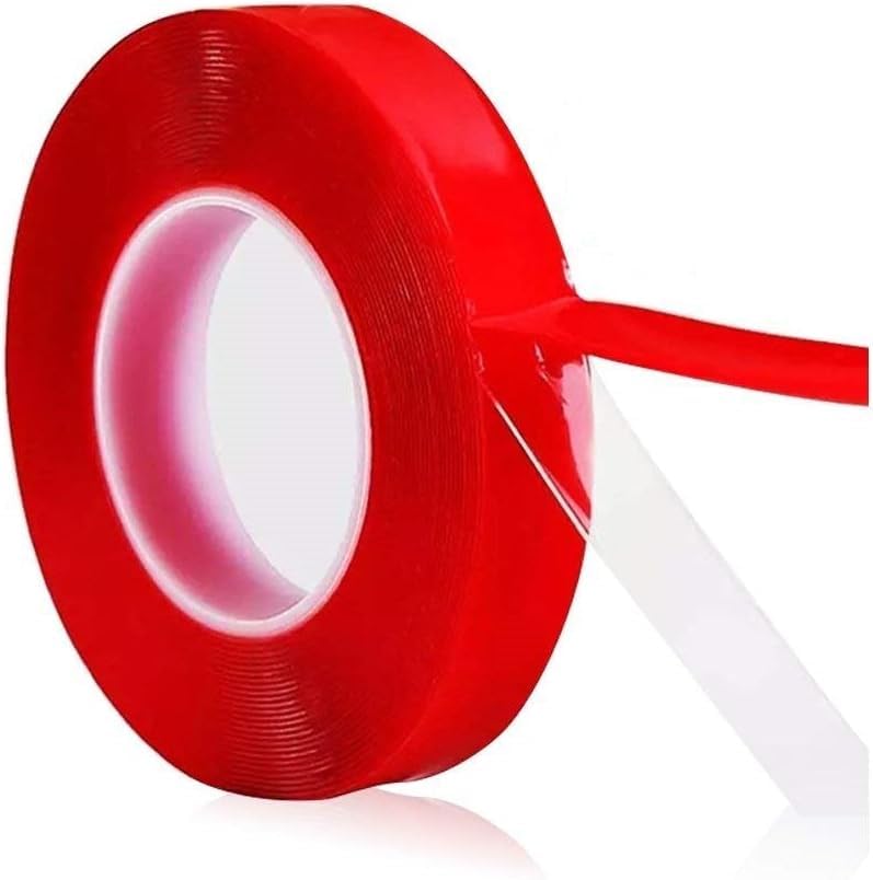 2 Rolls 3/4 Inch Width 20FT Red Double Sided Tape for Press on Nails - Strong Adhesive Sticky Nail Tapes, Waterproof Removable No Residue Clear Mounting Tape for Salon Nail Tips - Perfect for DIY Nail Art, False Nail Application & Nail Salon Use