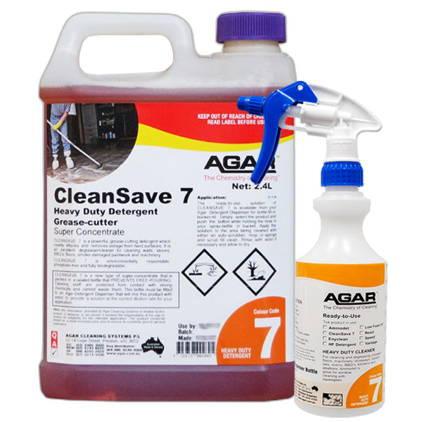 Agar CleanSave 7 Grease Cutting Detergent with Refreshing Citrus Fragrance - Powerful Kitchen Degreaser for Stovetops, Ovens & Cookware
