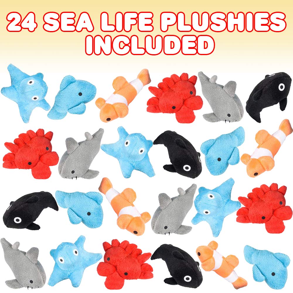 ArtCreativity 24-Piece Sea Life Plush Toys Set | Ultra-Soft Stuffed Ocean Animals for Kids | Perfect for Birthday Party Favors, Nursery Decor & Unique Diaper Cake Toppers | Great for Underwater Themed Parties & Toddler Playtime