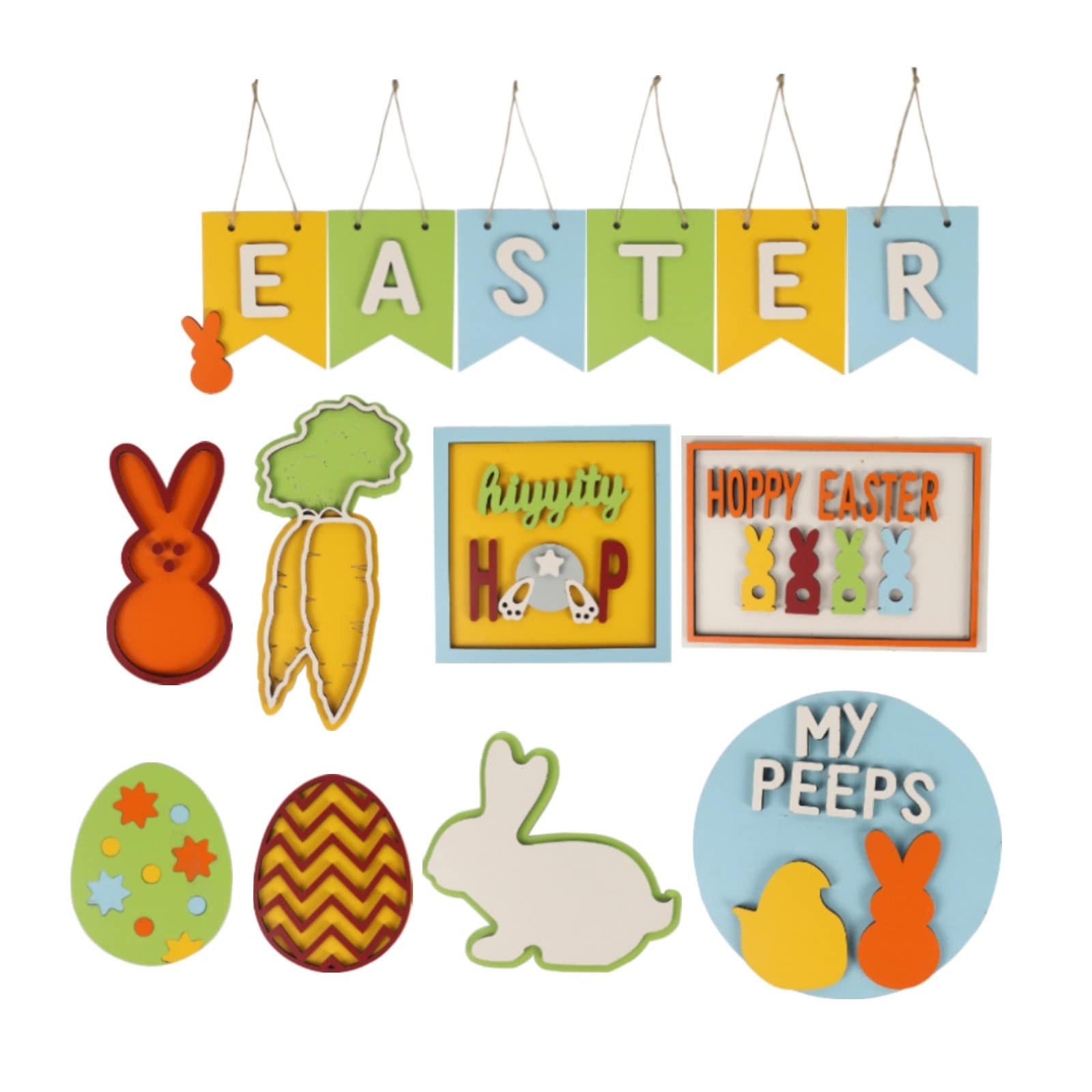 Easter Tiered Tray Decor - 3-Tier Wooden Decorative Tray with Holiday Ornaments for Spring Home Decor | Perfect for Table Centerpiece, Mantel Display, and Seasonal Home Styling