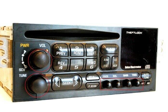 Premium Aftermarket Stereo Radio Knob Replacement Kit for 1995-2005 Chevy GM Trucks, Cars & SUVs - Compatible with Delco Systems | Easy DIY Installation for Better Sound Control