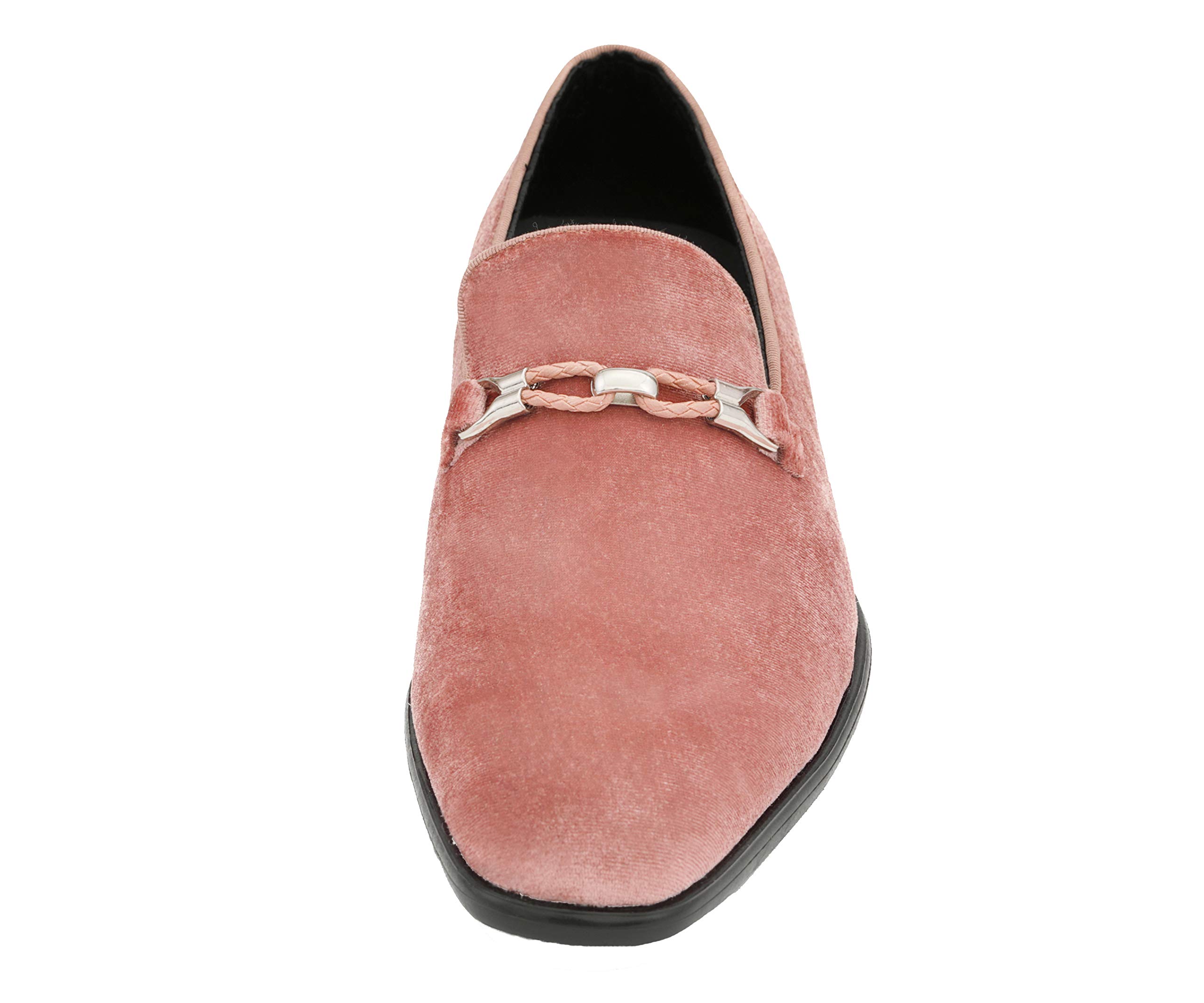 Amali Aller Men's Casual Loafers - Slip On Velvet Dress Shoes with Metal & Knitted Buckle - Formal Tuxedo Shoes for Weddings, Parties & Business Events