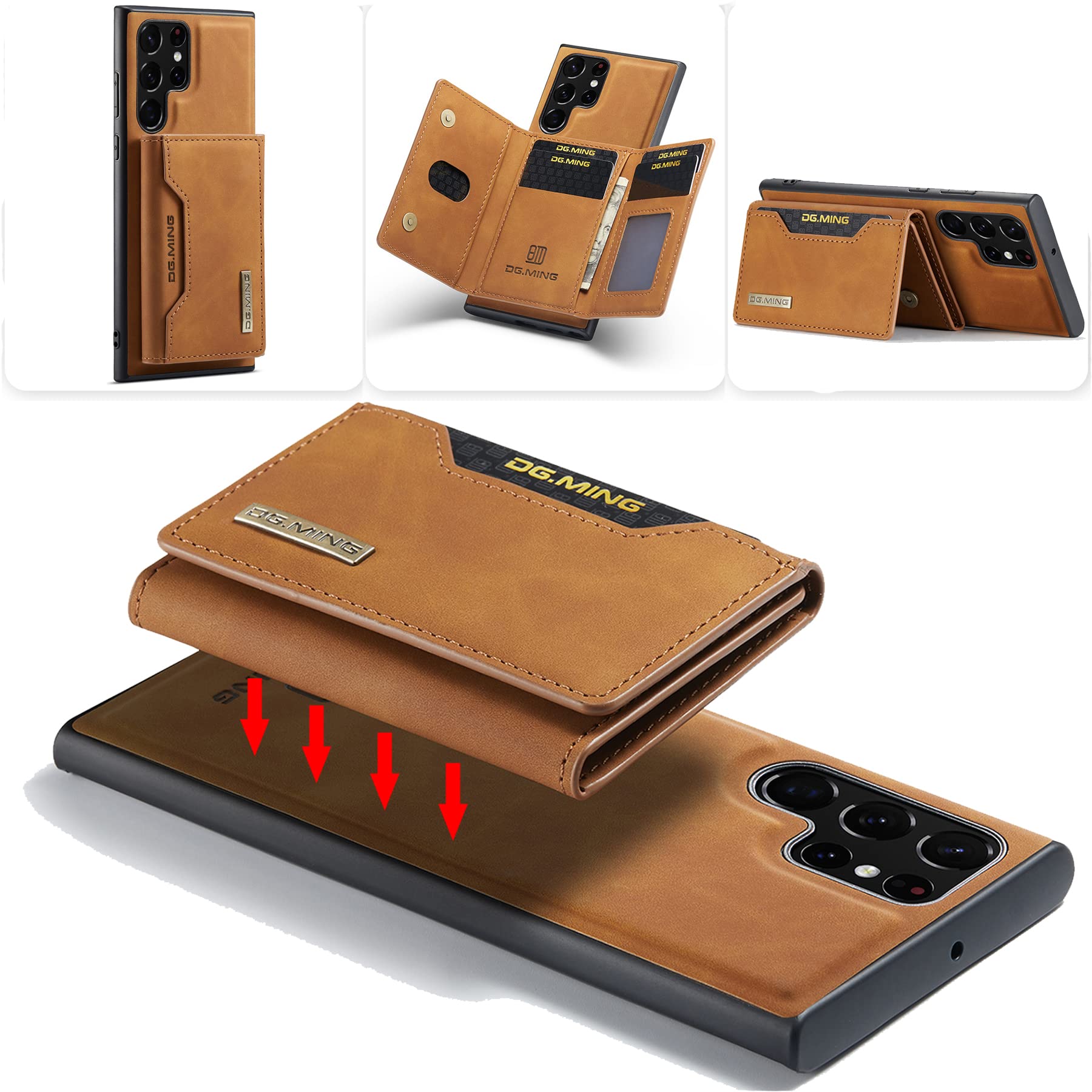 Premium Magnetic Leather Wallet Case for Samsung Galaxy S22 Ultra (6.8