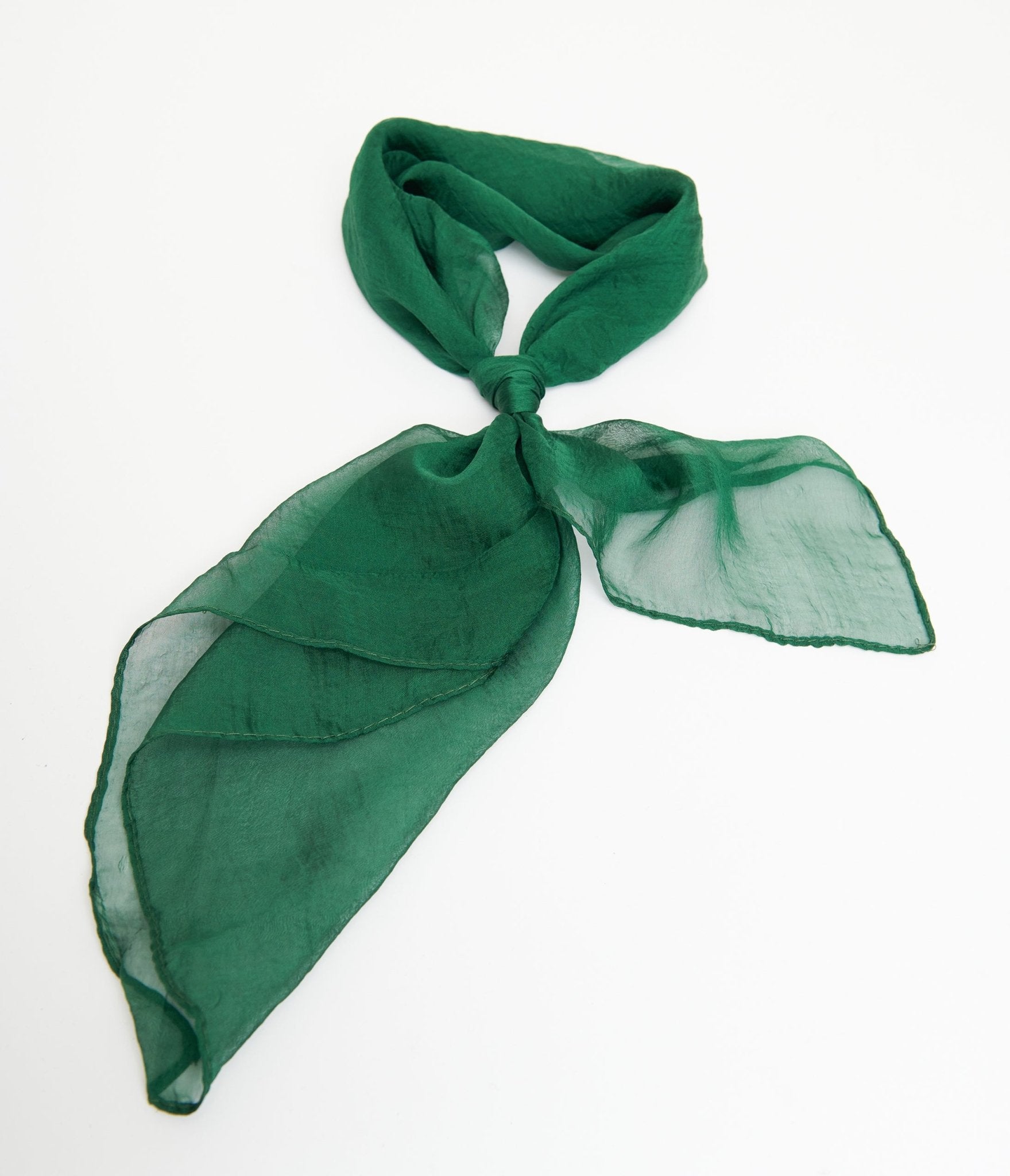 Vintage 1950s Dark Green Chiffon Hair Scarf - Retro Silk Head Wrap for Women - Perfect for Weddings, Parties & Everyday Elegant Style