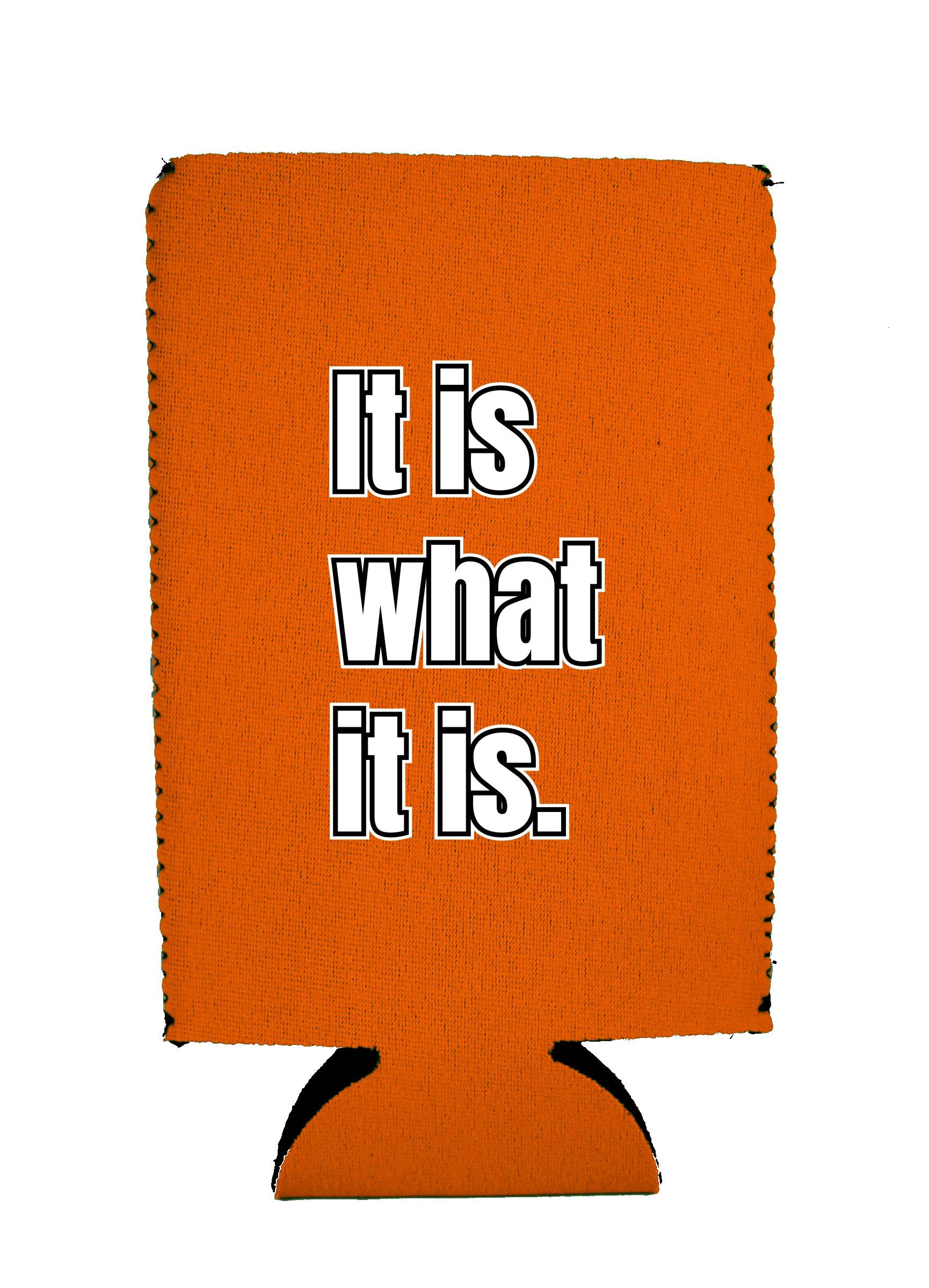 It Is What It Is 16 oz Insulated Can Cooler - Orange (1 Pack) | Perfect for Beer, Soda & Drink Cans | Great for BBQs, Beach & Outdoor Parties