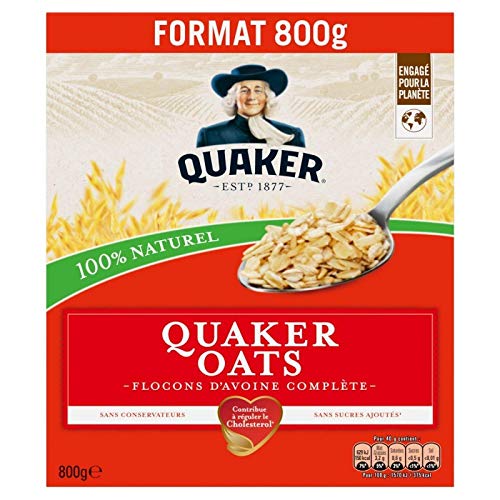 Quaker Oats Rolled Oats 800g (Pack of 3) - Whole Grain Breakfast Cereal for Baking, Smoothies & Healthy Snacks