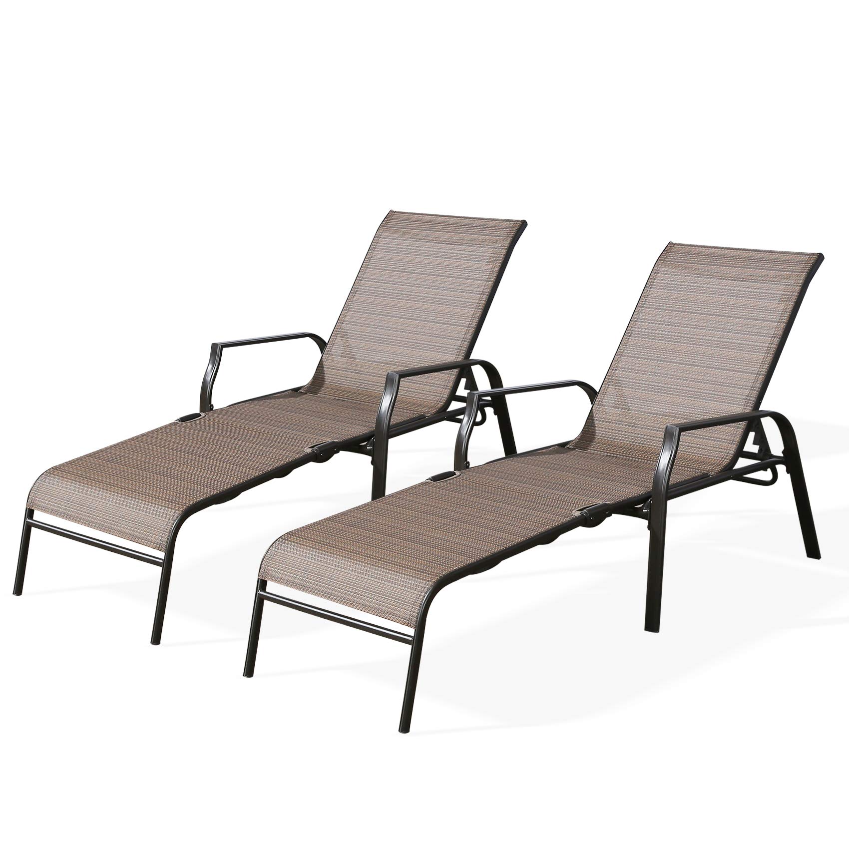 Premium Outdoor Chaise Lounge Chair - Foldable Reclining Patio Lounger for Beach, Poolside & Backyard Relaxation - Heavy Duty & Weather Resistant - Set of 2 (MA165) - Perfect for Sunbathing, Vacation & Outdoor Leisure