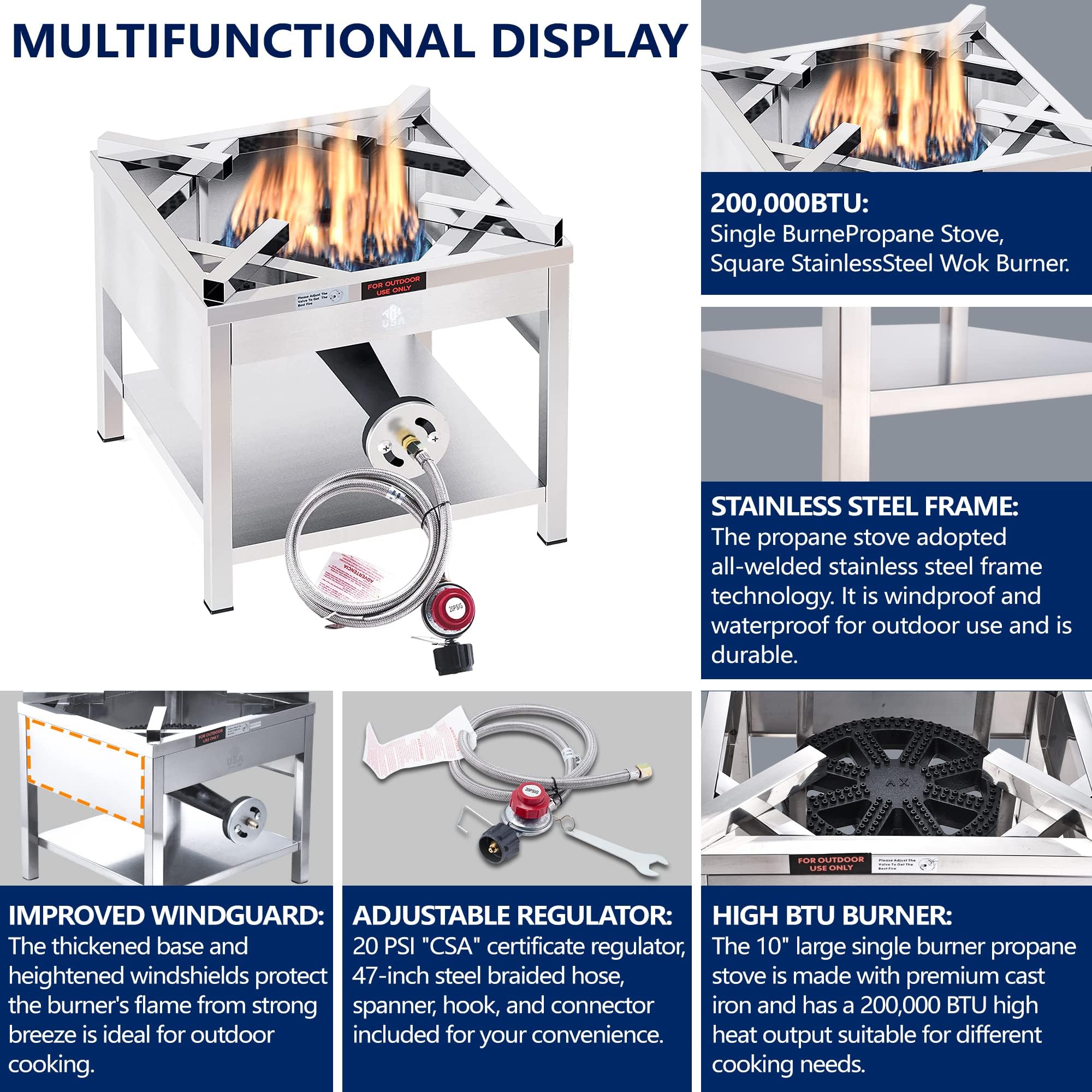 ARC 64QT Stainless Steel Seafood Boiling Kit with 200,000BTU Propane Burner - Crawfish Boil Pot with Basket & Steamer Rack - Outdoor Cooking & Steaming - Large Turkey Fryer Pot for Lobster, Shrimp, Crab - Perfect for Backyard Parties, Camping & Seafood Feasts