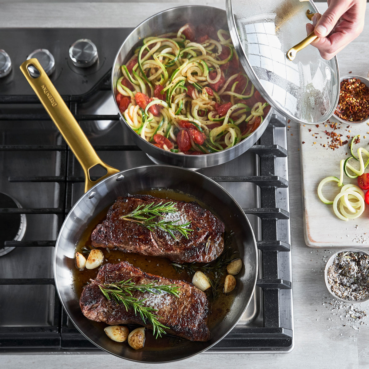 Premium 10-Piece Stainless Steel Cookware Set - Nonstick, Dishwasher Safe Pots & Pans for Professional Cooking - Perfect for Home Chefs, Restaurants & Gourmet Kitchens