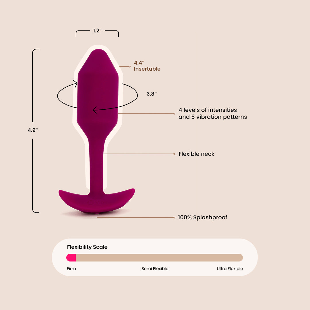 B Vibe Vibrating Snug Plug 2 - Rechargeable Weighted Silicone Butt Plug for Enhanced Pleasure & Comfort | Perfect for Couples Play & Solo Exploration