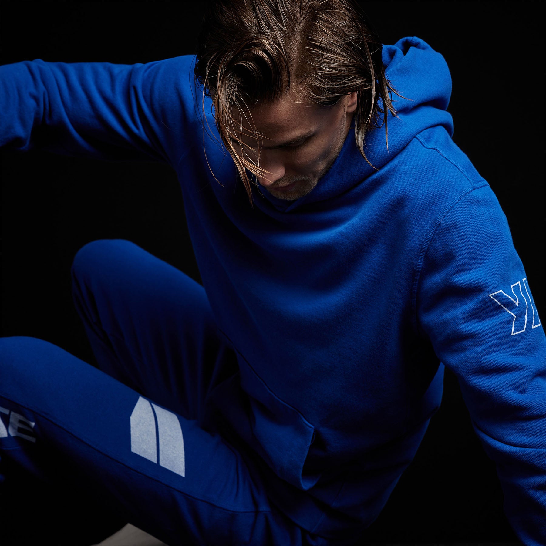 French Terry Pullover Hoodie for Men & Women | Soft Cotton Blend | Royal Blue/White | Casual Wear & Loungewear | Perfect for Gym, Running & Everyday Comfort