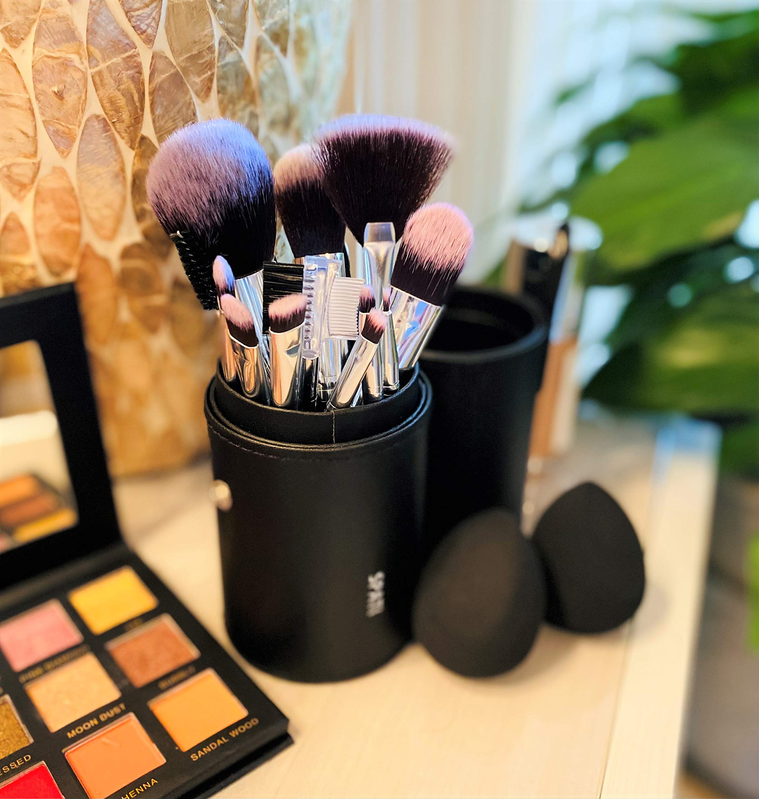 SPATI 12-Piece Professional Makeup Brush Set for Foundation, Eyeshadow & Blush - Includes PU Leather Travel Case | Perfect for Home, Salon & On-The-Go Makeup Application