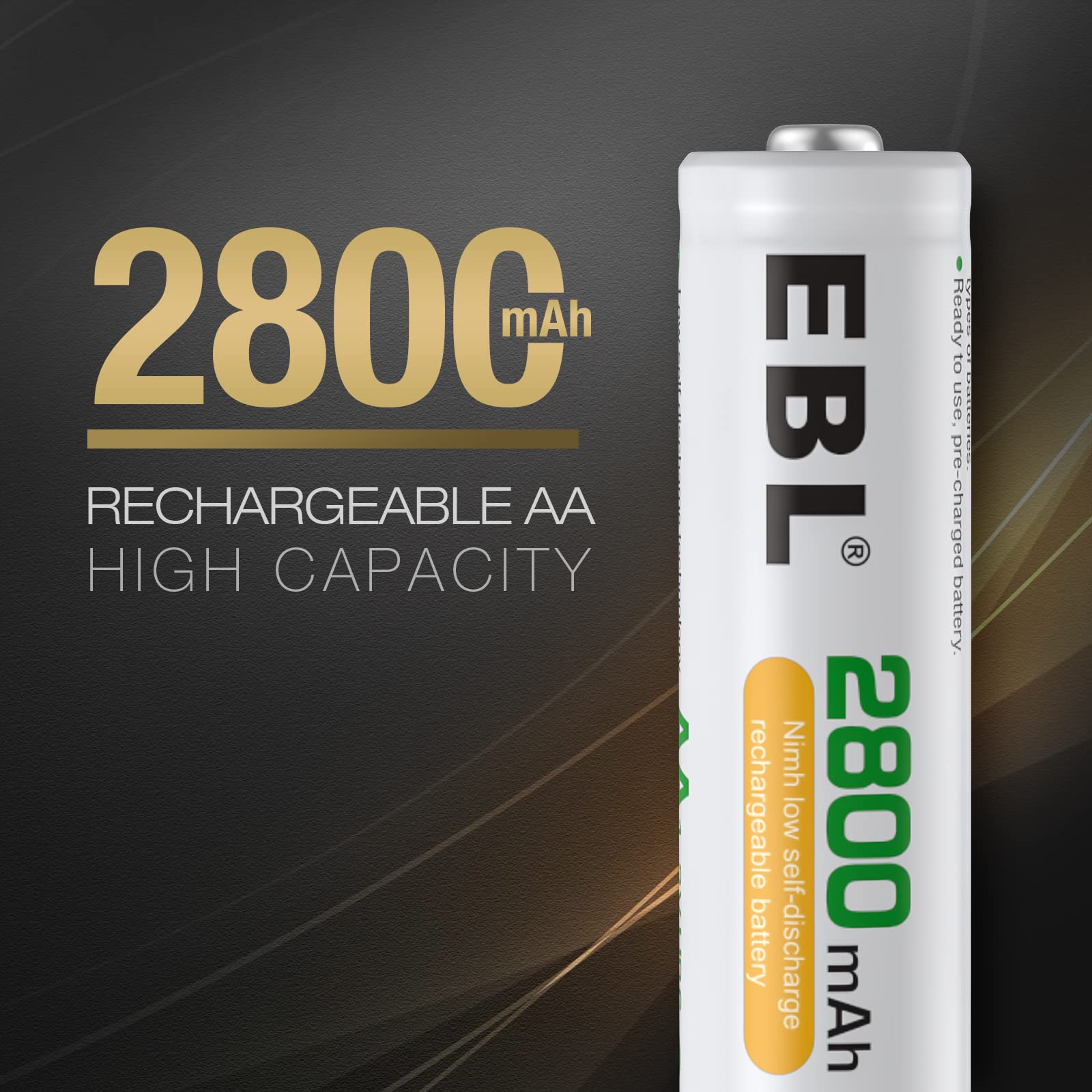 EBL 2800mAh AA Rechargeable Batteries 8-Pack - High Capacity Ni-MH Battery with Storage Case - Perfect for Digital Cameras, Game Controllers & Wireless Devices