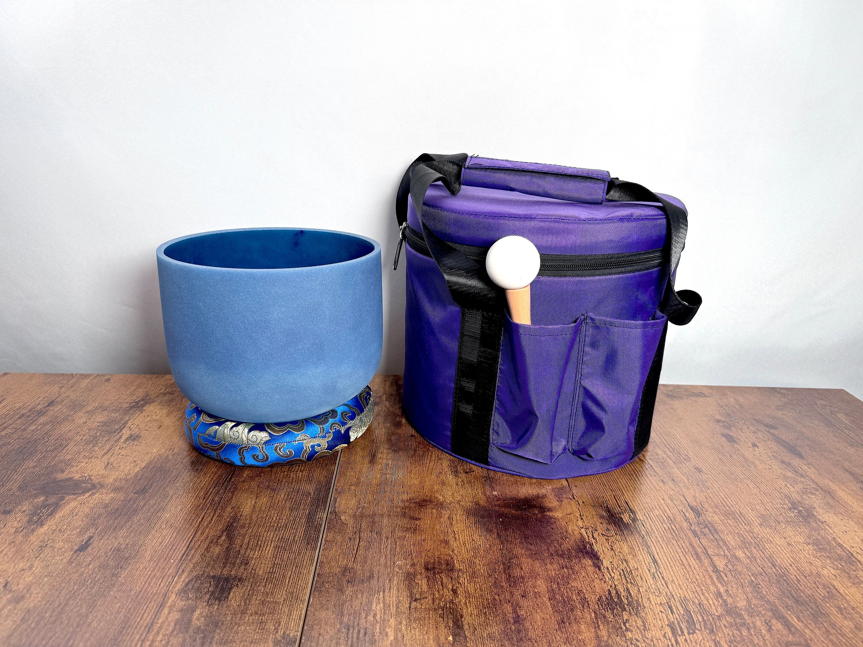 432Hz Amazonite, Lapis Lazuli & Fluorite Crystal Singing Bowl Set - C Note with Mallet, Cushion & Carry Case for Meditation, Sound Healing & Yoga Practice