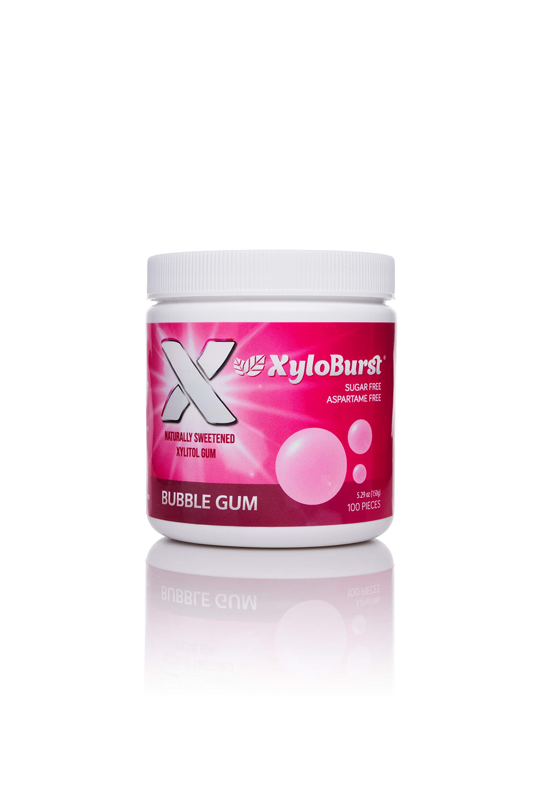 XyloBurst Xylitol Chewing Gum | Sugar Free, Gluten Free, Keto Friendly Gum | Aspartame Free Bubble Gum for Oral Health & Fresh Breath | 100-Count Jar | Perfect for Office, Travel and After Meals